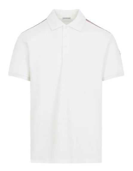 MONCLER モンクレール トライカラー トリム コットン ピケ ポロシャツ 白 - 26SS
