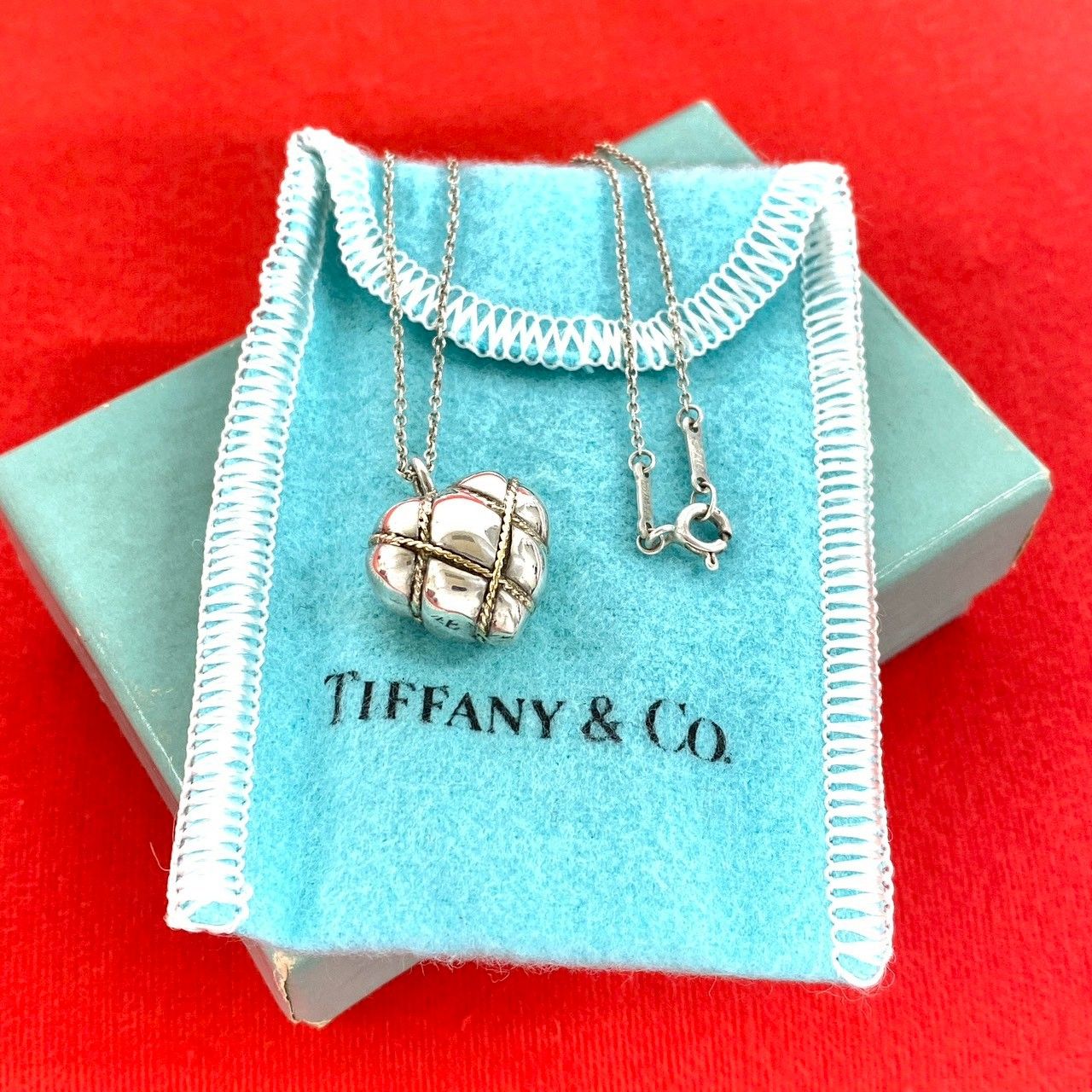 極 美品 箱 袋付き TIFFANY&Co. ティファニー ミニ ダブルハート タグ 