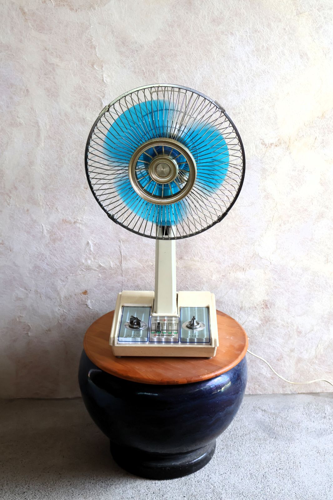 富士電機 お座敷扇風機 ZA309 SOLID STATE 青羽根 昭和レトロ Vintage Japanese Fan FUJI ELECTRIC