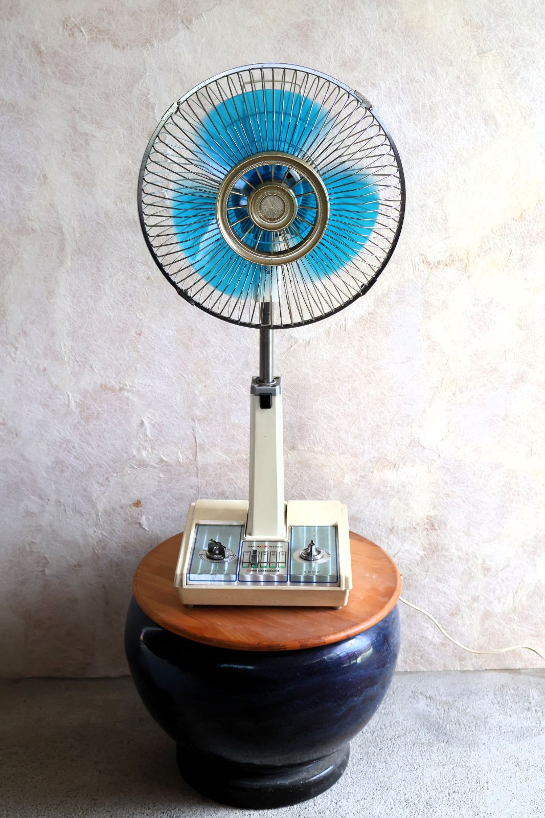 富士電機 お座敷扇風機 ZA309 SOLID STATE 青羽根 昭和レトロ Vintage Japanese Fan FUJI ELECTRIC