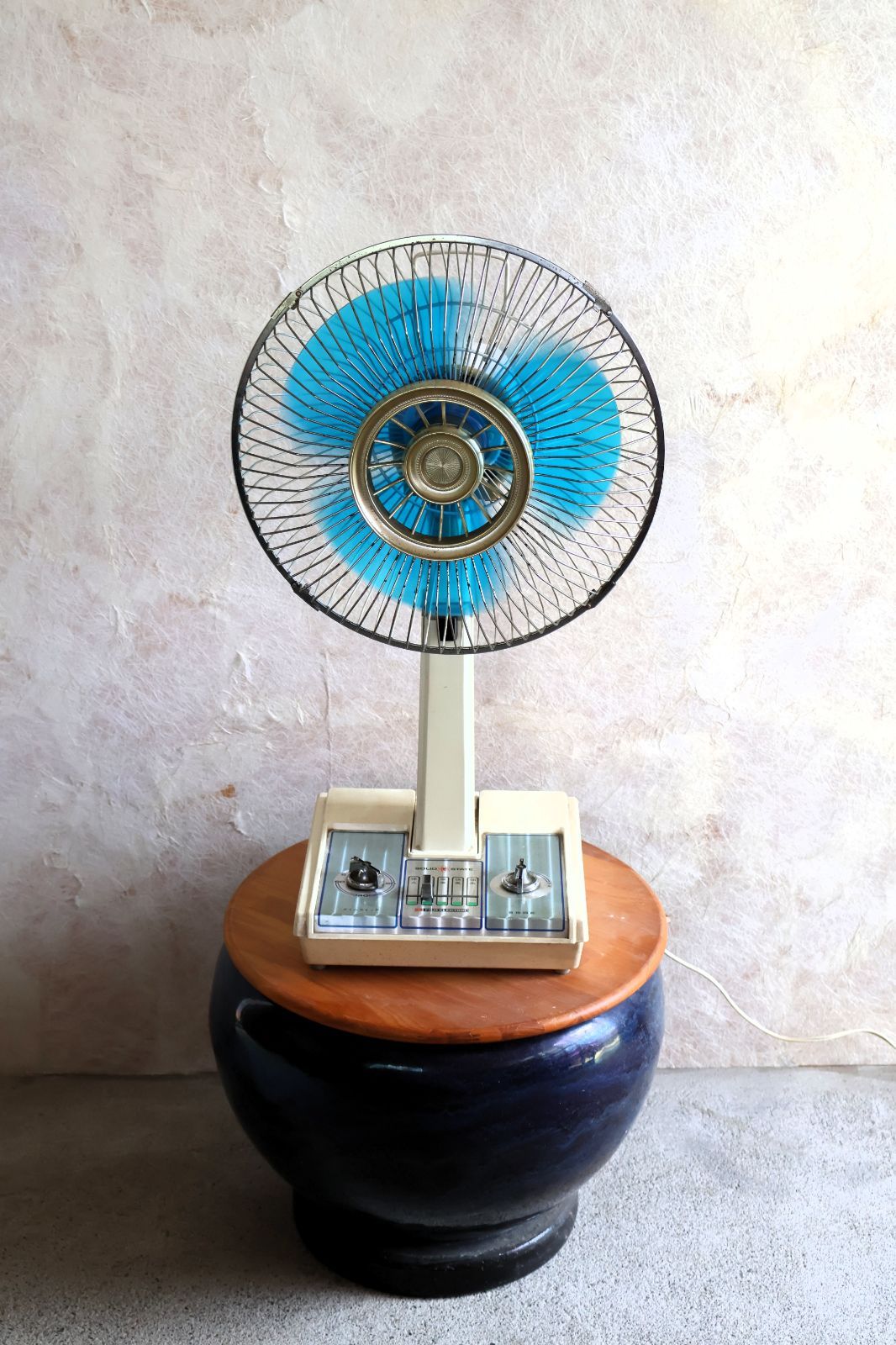 富士電機 お座敷扇風機 ZA309 SOLID STATE 青羽根 昭和レトロ Vintage Japanese Fan FUJI ELECTRIC