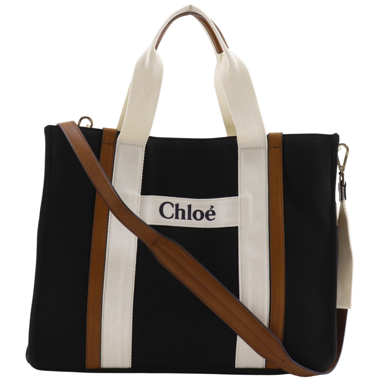 【Chloe】クロエ マザーズバッグ 2WAYショルダー キャンバス 黒 ユニセックス トートバッグ