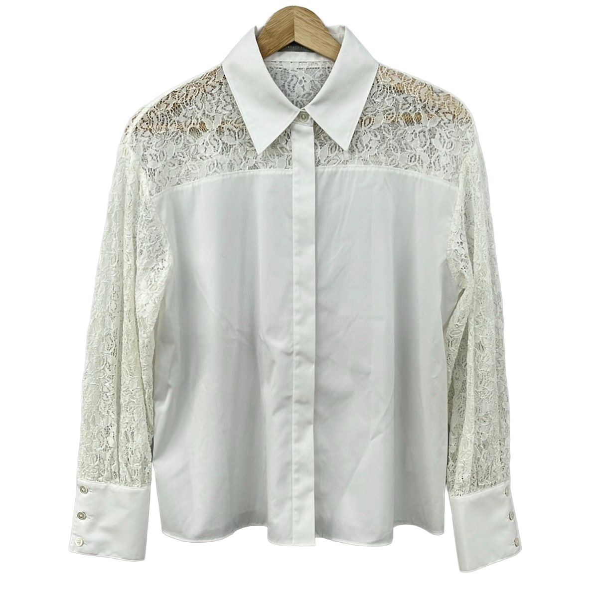 theory luxe(セオリーリュクス) 長袖シャツブラウス サイズ38 M レディース美品 - 白 レース