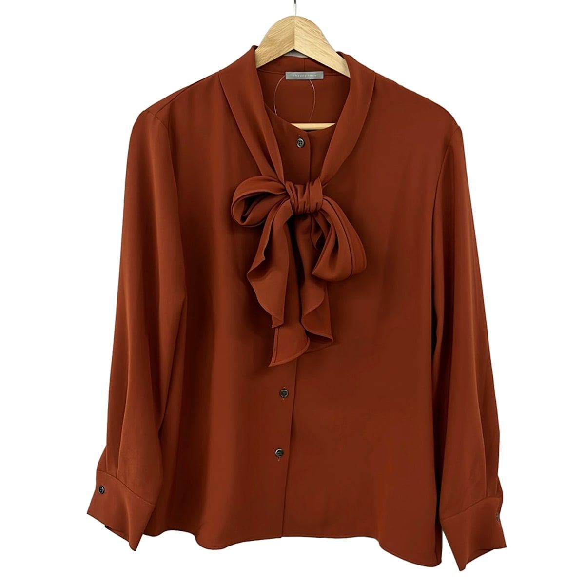 theory luxe(セオリーリュクス) 長袖シャツブラウス サイズ38 M レディース美品 - ブラウン ボウタイ