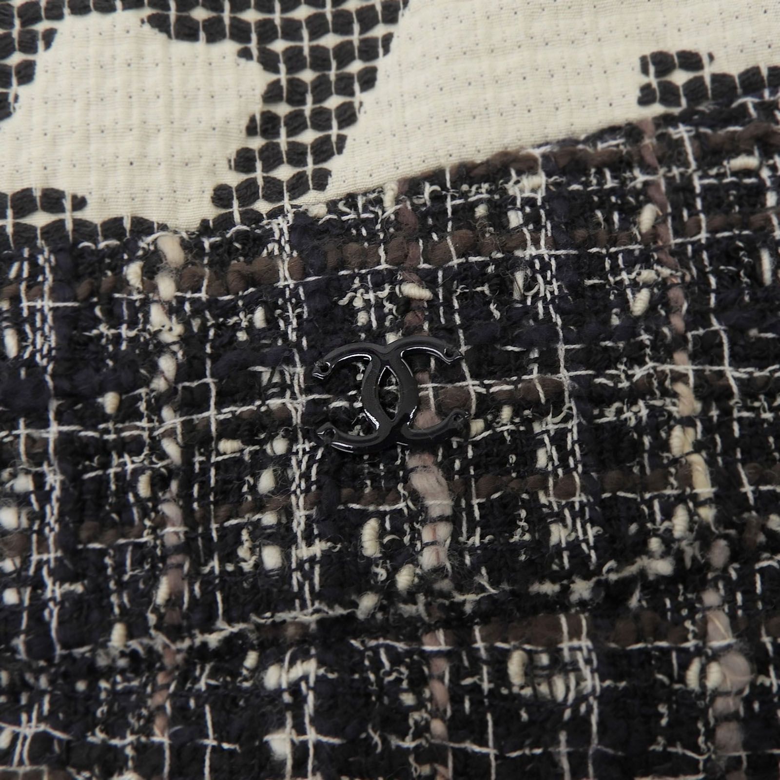 未使用品▲CHANEL シャネル 06P P28601 コットン ウール ココマーク金具付き ツイードスカート ネイビー 42 フランス製 レディース