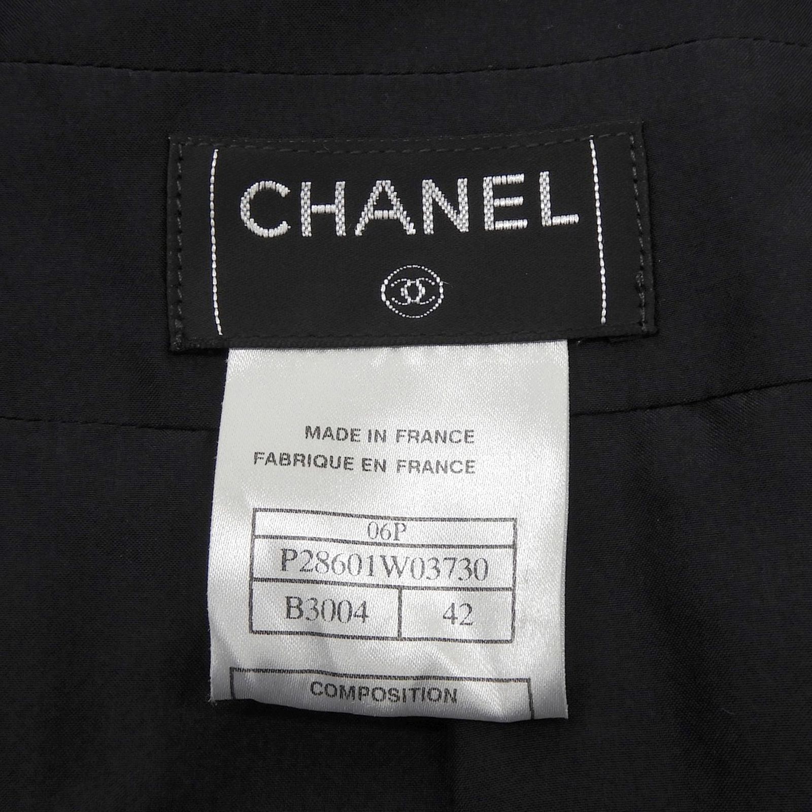 未使用品▲CHANEL シャネル 06P P28601 コットン ウール ココマーク金具付き ツイードスカート ネイビー 42 フランス製 レディース