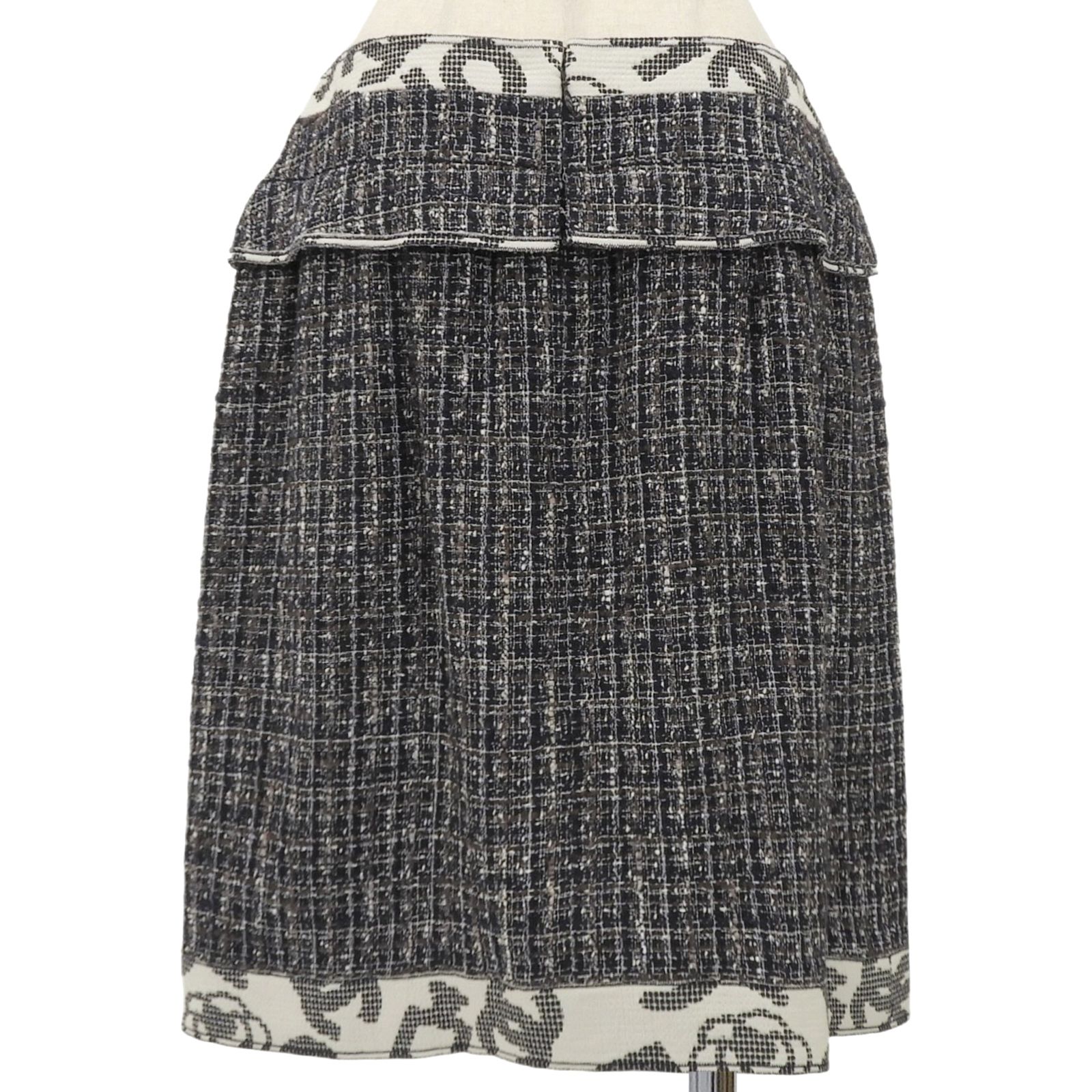 未使用品▲CHANEL シャネル 06P P28601 コットン ウール ココマーク金具付き ツイードスカート ネイビー 42 フランス製 レディース