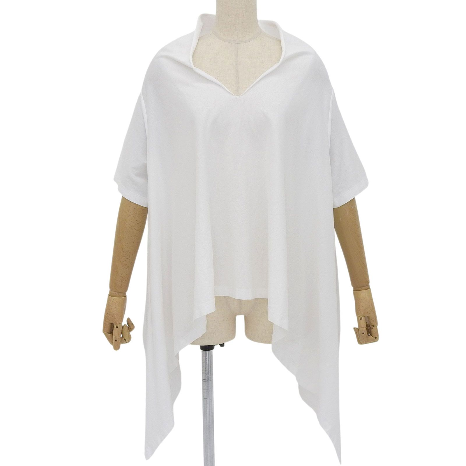 未使用品▲MM6 Maison Margiela エムエムシックス メゾンマルジェラ 23SS S52GC0254 コットン100％ アシンメトリー 半袖カットソー ホワイト L イタリア製 正規品 レディース