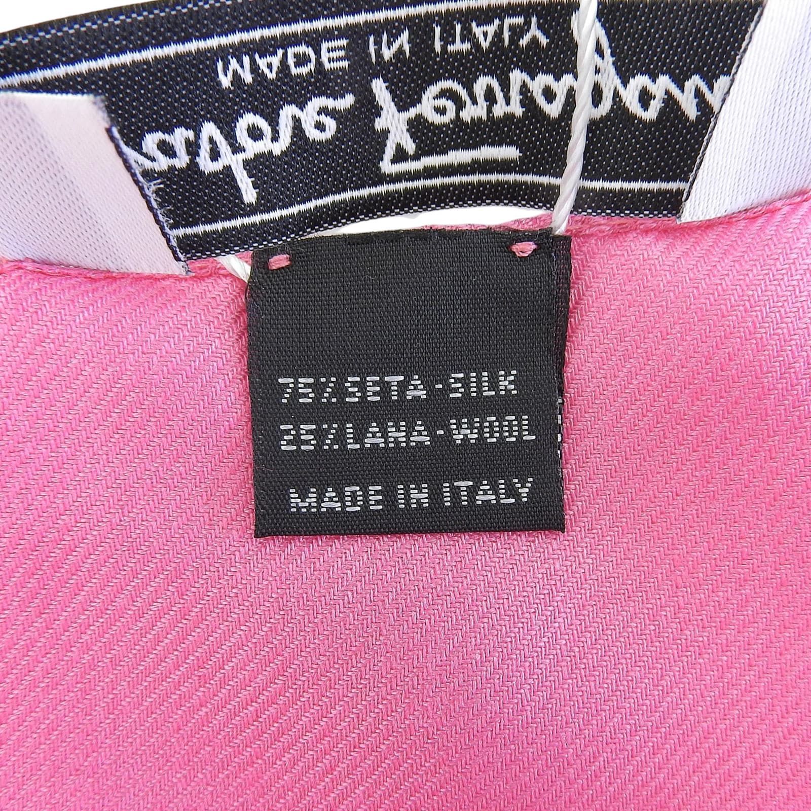 未使用品▲FERRAGAMO フェラガモ シルク ウール ガンチーニ柄 フリンジ付 スカーフ ストール ショール ピンク イタリア製 レディース 未使用品▲FERRAGAMO フェラガモ シルク ウール ガンチーニ柄 フリンジ付 スカーフ ストール ショール ピンク イタリア製 レディース