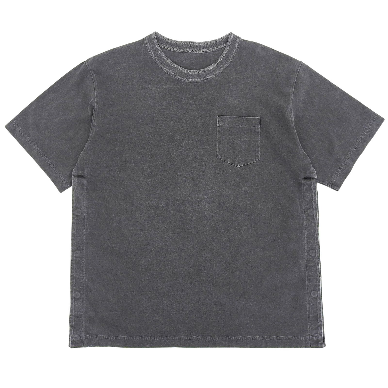 極美品▲Sacai サカイ 24SS 24-03504 コットン100％ 裾ボタンデザイン ウォッシュ加工 半袖Ｔシャツ チャコールグレー 1 日本製 正規品 メンズ