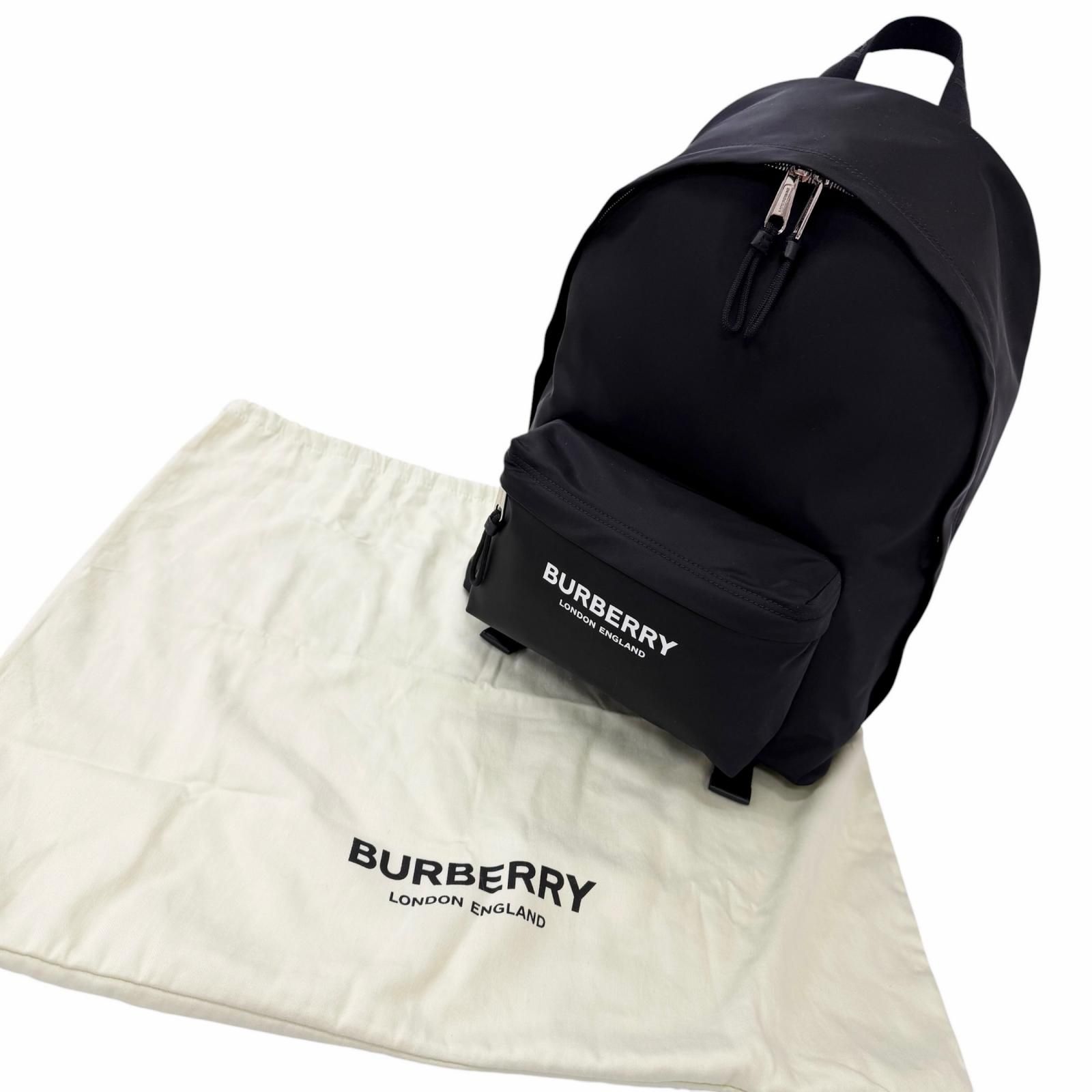極美品□BURBERRY バーバリー 8021084 一部レザー使い ロゴプリント リュックサック デイパック ブラック メンズオススメ 保存袋付き 極美品□BURBERRY バーバリー 8021084 一部レザー使い ロゴプリント リュックサック デイパック ブラック メンズオススメ 保存袋付き