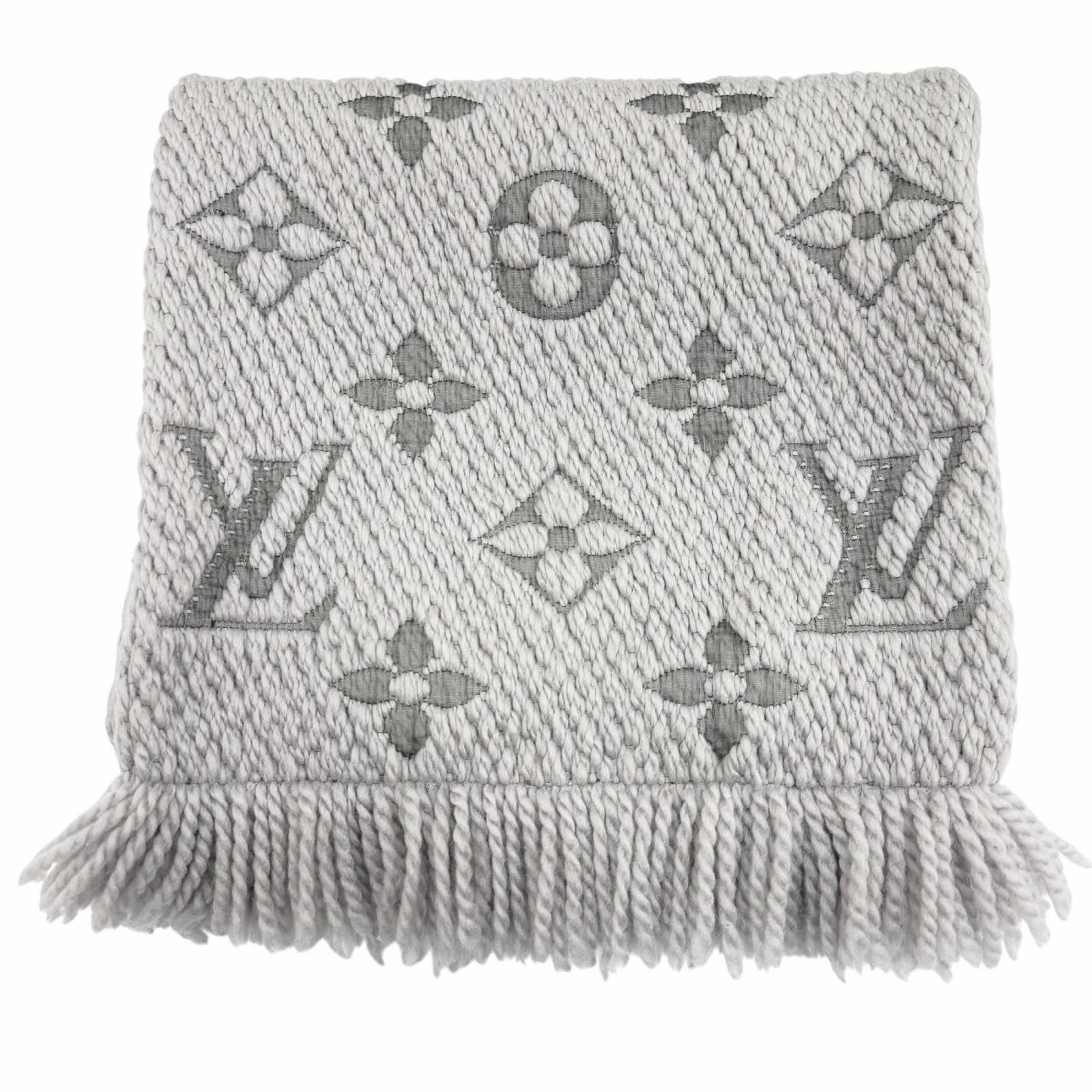良品▼LOUIS VUITTON ルイヴィトン M74742 エシャルプ ロゴマニア モノグラム ウール シルク グリペルル マフラー イタリア製 正規品 メンズ