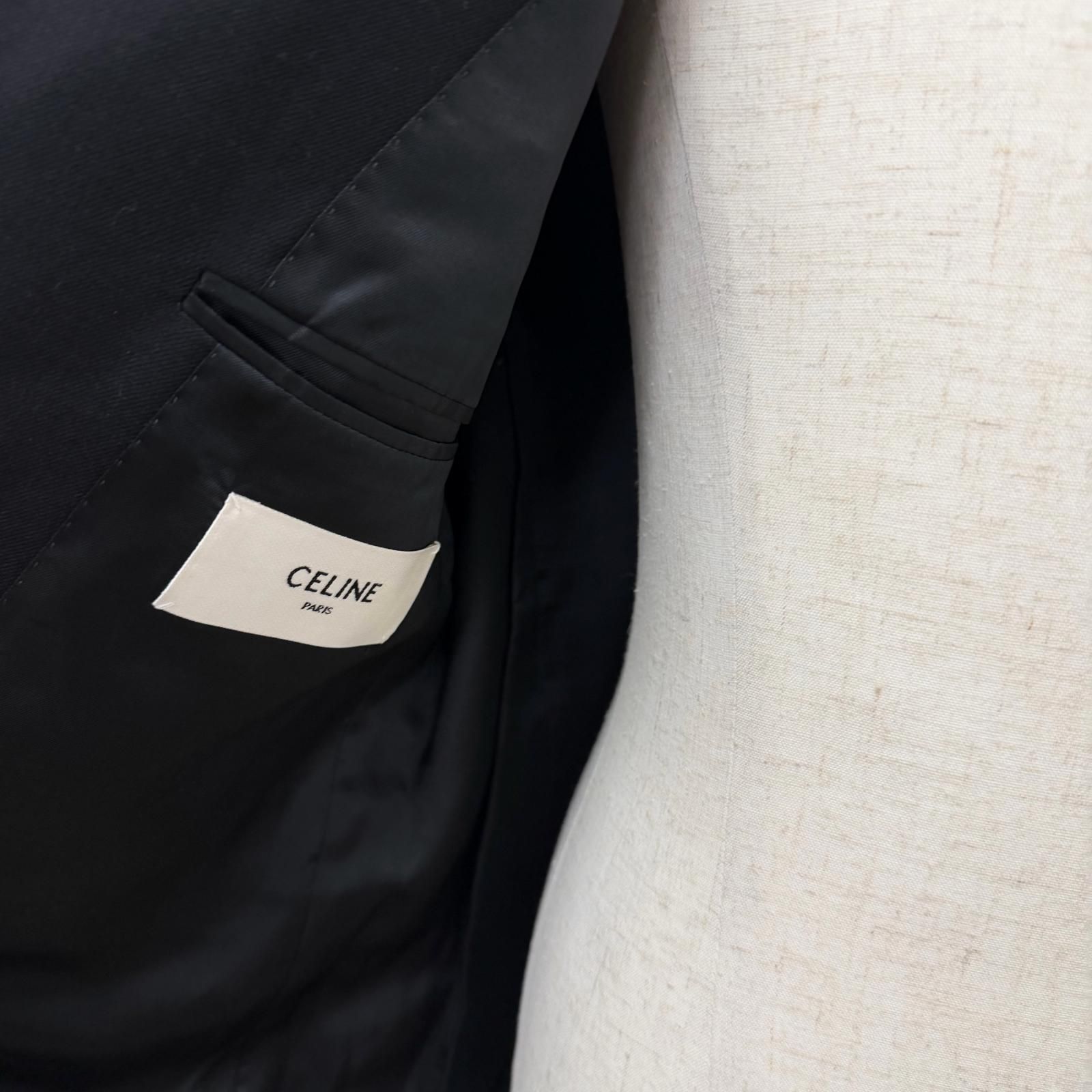 未使用品□CELINE セリーヌ 2V20J650D エディ シングル タキシード クラシック テーラードジャケット ブラック 54 イタリア製 正規品 メンズ