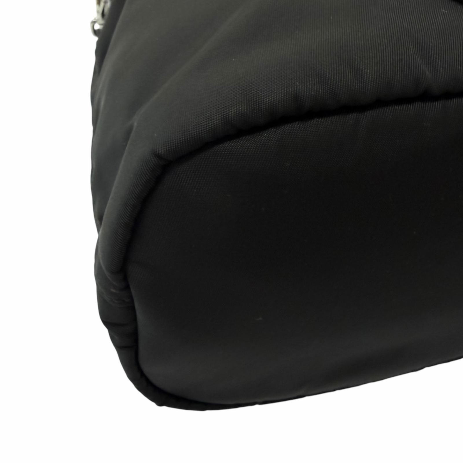 美品□PRADA プラダ 1NS369 一部レザー トライアングルロゴ Re-Nylon ポーチ 巾着バッグ ハンドバッグ ブラック イタリア製 メンズ