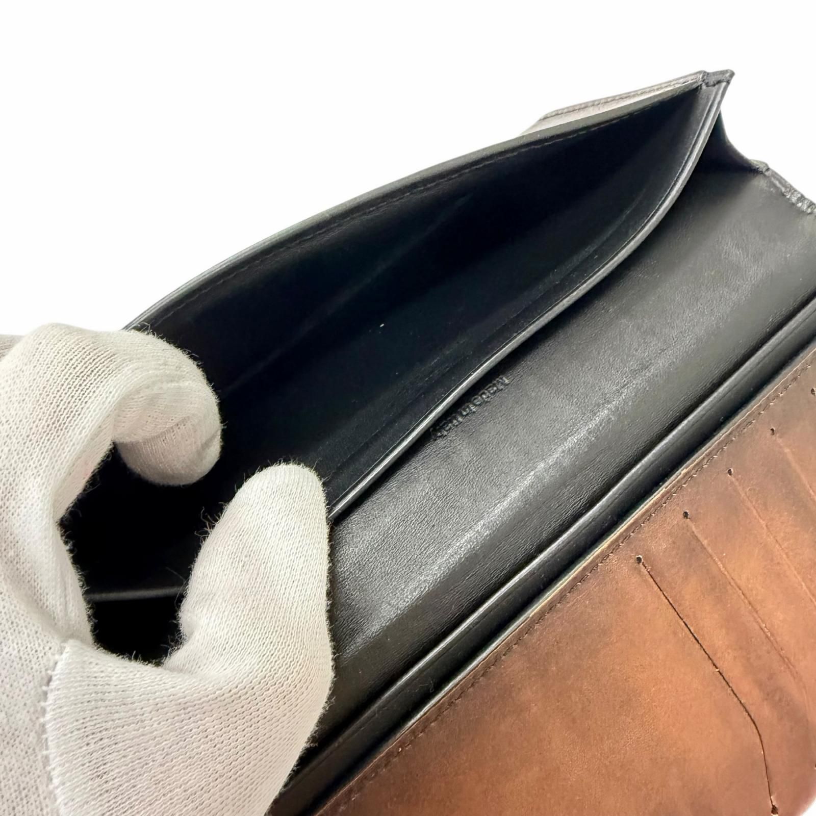良品□BERLUTI ベルルッティ エスパス エン レザー スクリット カリグラフィ 札入れ 長財布 ロングウォレット ブラウン イタリア製 メンズ