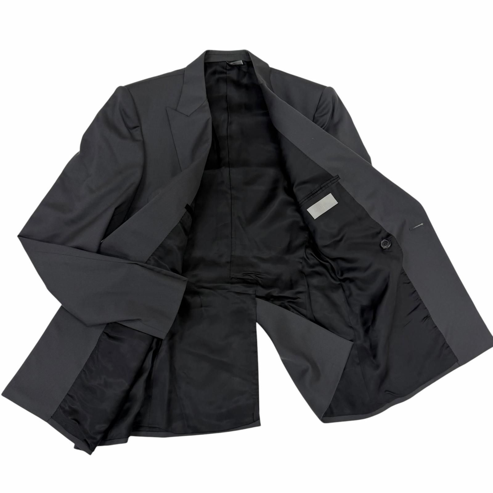 極美品□Dior HOMME ディオールオム ヴィンテージ 2001年製 ウール100％ エディスリマン初期 Solitaire期 シングルスーツ チャコールグレー 46 イタリア製 正規品 メンズ