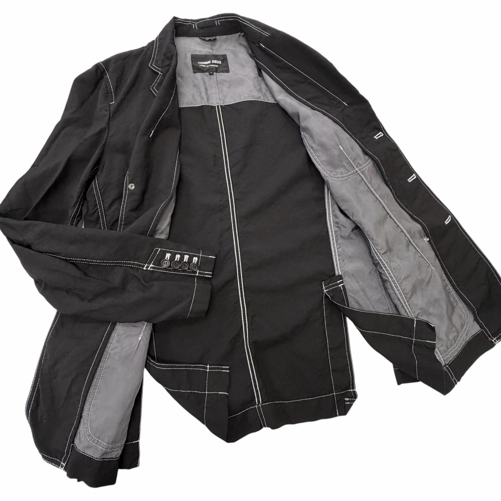 美品□COMME des GARCONS HOMME DEUX コムデギャルソン オム ドゥ ステッチデザイン 上下 セットアップ ブラック L メンズ オススメ◎ 美品□COMME des GARCONS HOMME DEUX コムデギャルソン オム ドゥ ステッチデザイン 上下 セットアップ ブラック L メンズ オススメ◎