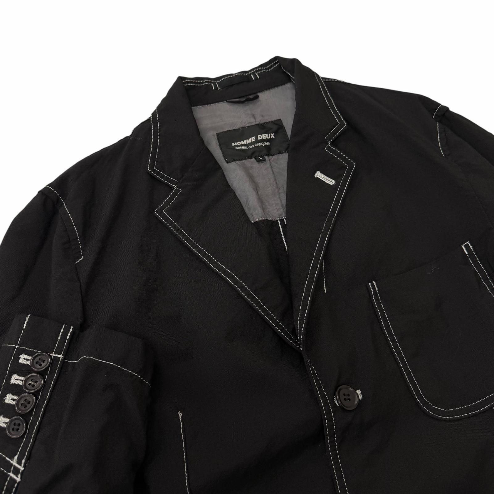 美品□COMME des GARCONS HOMME DEUX コムデギャルソン オム ドゥ ステッチデザイン 上下 セットアップ ブラック L メンズ オススメ◎ 美品□COMME des GARCONS HOMME DEUX コムデギャルソン オム ドゥ ステッチデザイン 上下 セットアップ ブラック L メンズ オススメ◎