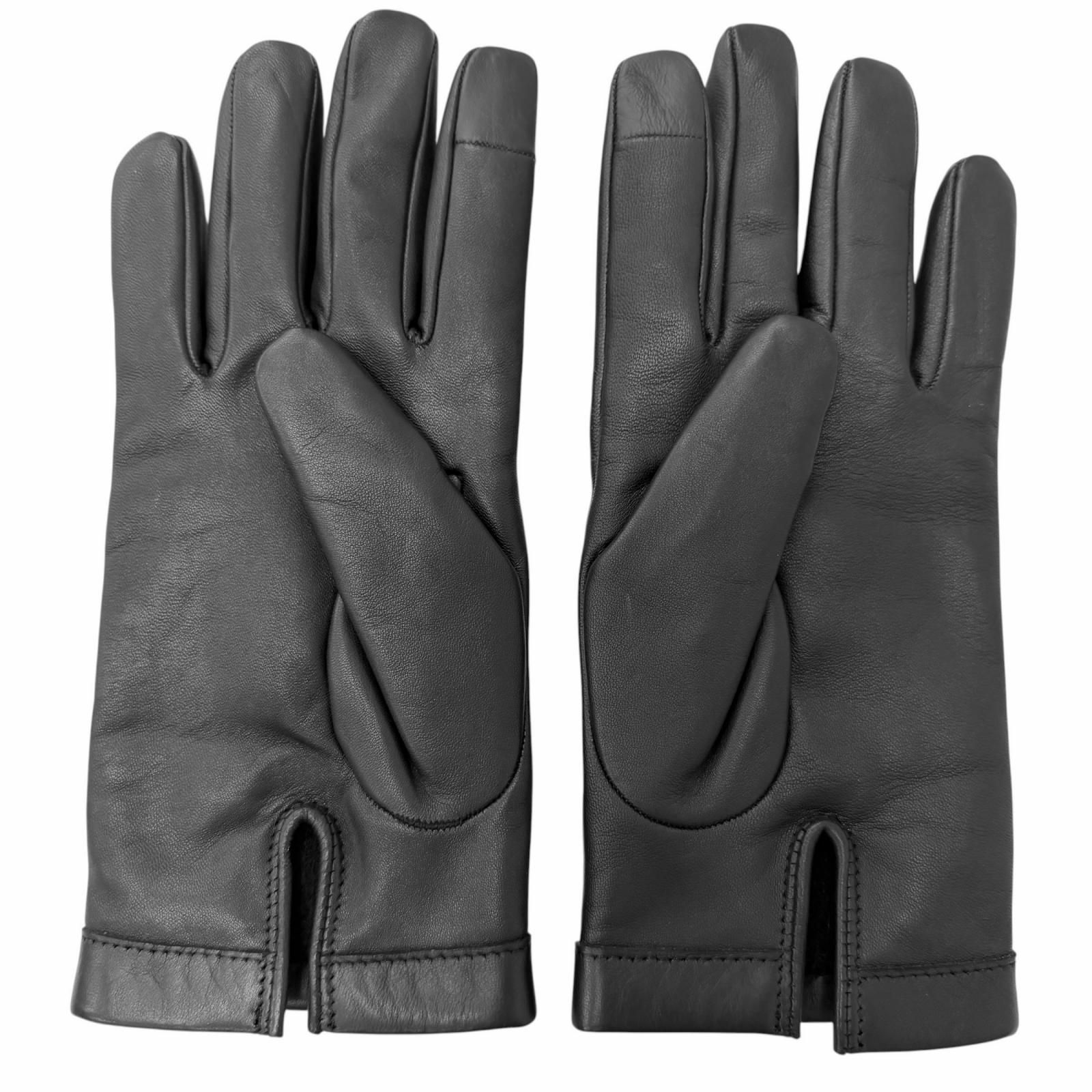 極美品□BERLUTI ベルルッティ 羊革 裏カシミヤ100％ カリグラフィ スクリット 手袋 レザーグローブ ブラック 8 イタリア製 正規品 メンズ 現行品 定価122,100円