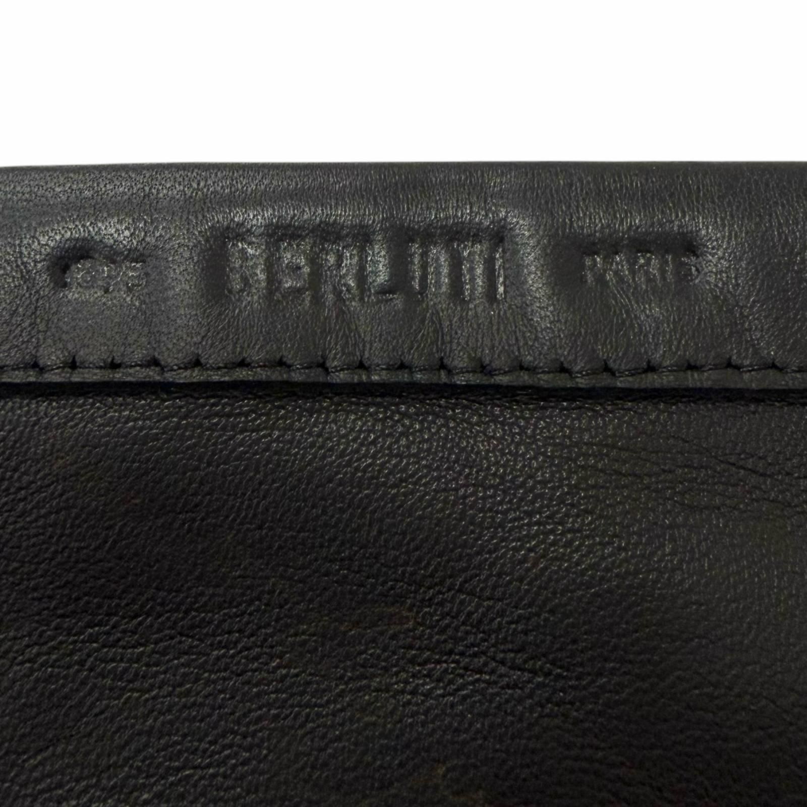 極美品□BERLUTI ベルルッティ 羊革 裏カシミヤ100％ カリグラフィ スクリット 手袋 レザーグローブ ブラック 8 イタリア製 正規品 メンズ 現行品 定価122,100円