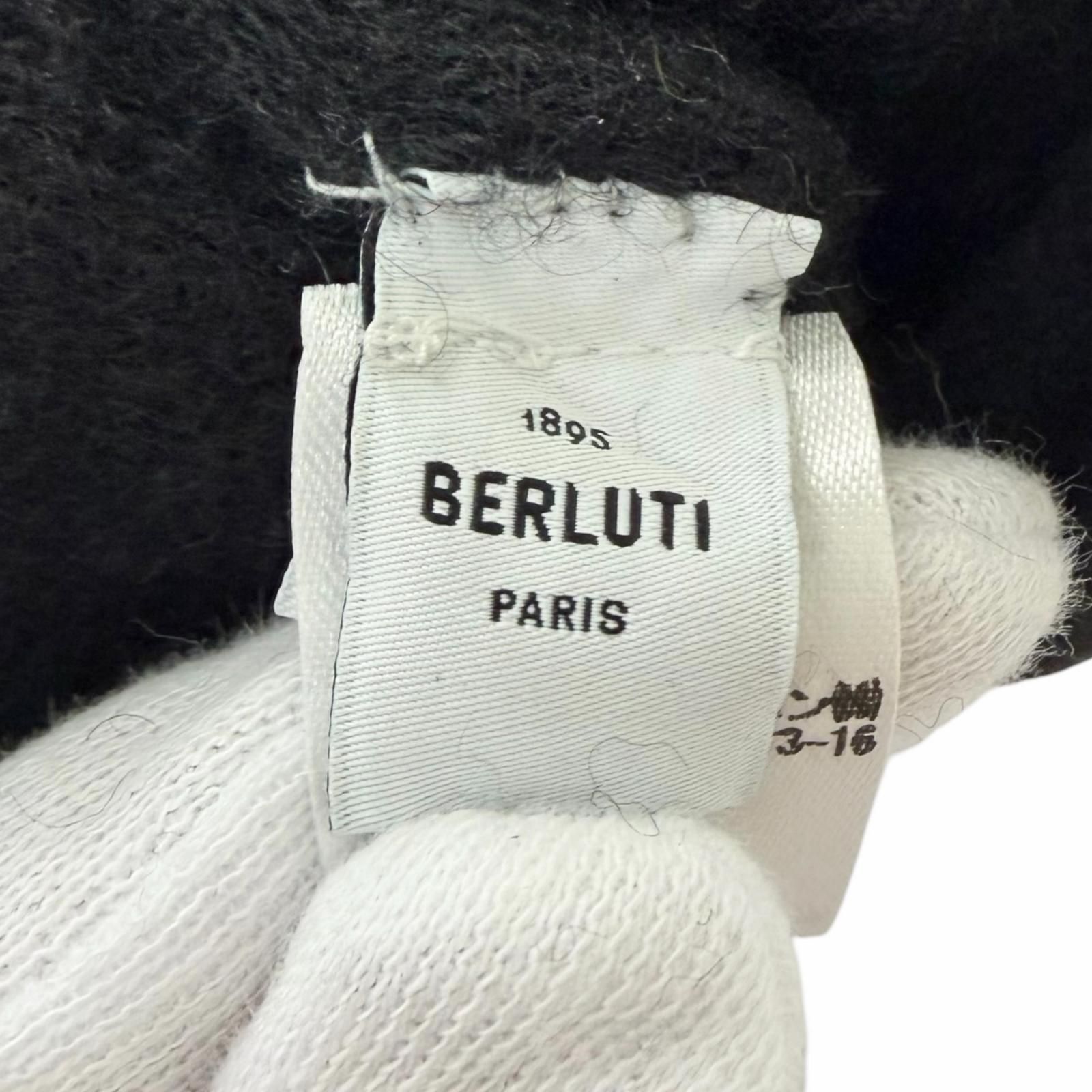 極美品□BERLUTI ベルルッティ 羊革 裏カシミヤ100％ カリグラフィ スクリット 手袋 レザーグローブ ブラック 8 イタリア製 正規品 メンズ 現行品 定価122,100円