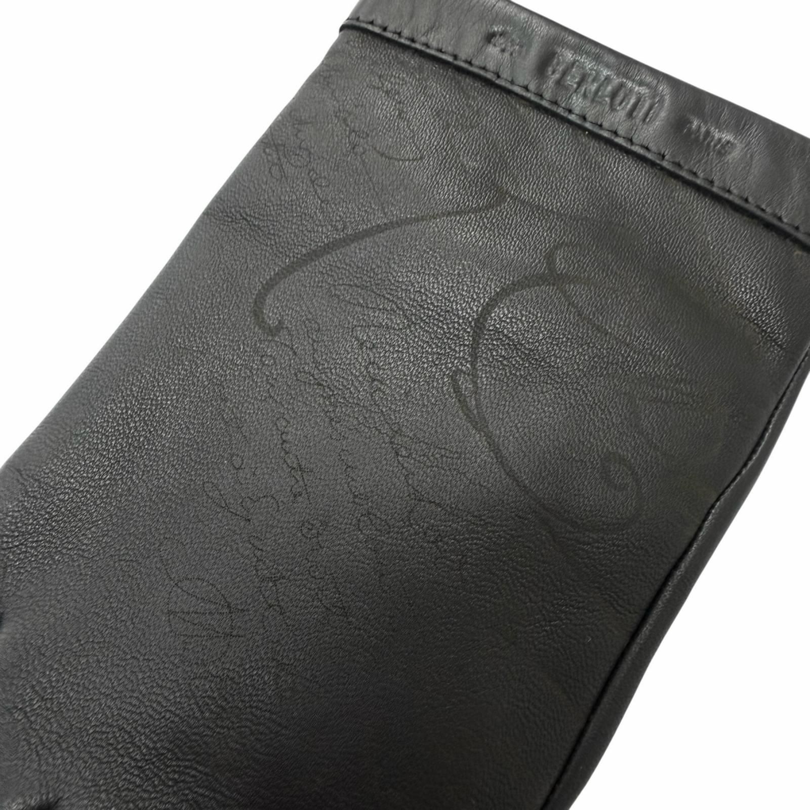 極美品□BERLUTI ベルルッティ 羊革 裏カシミヤ100％ カリグラフィ スクリット 手袋 レザーグローブ ブラック 8 イタリア製 正規品 メンズ 現行品 定価122,100円