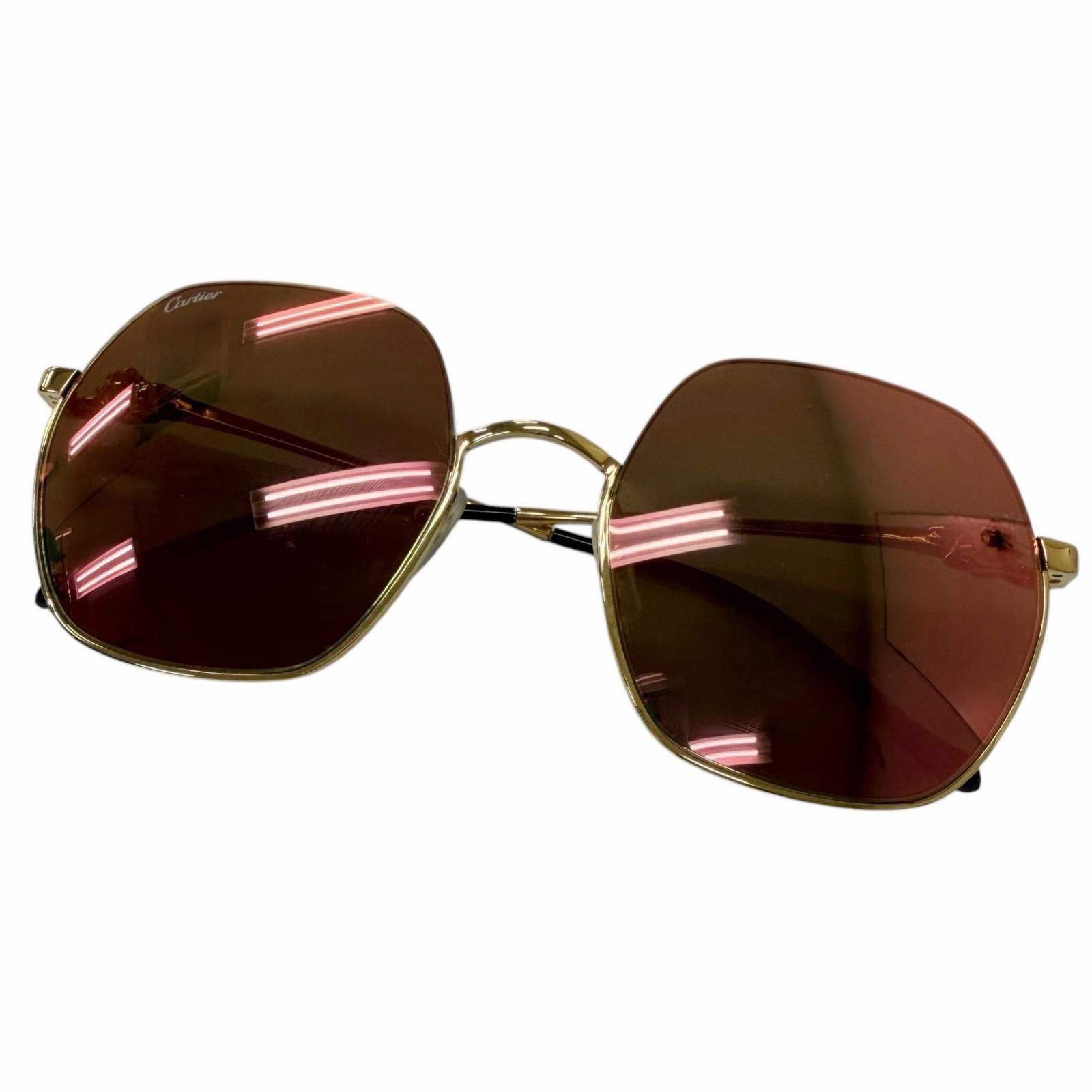 極美品□Cartier カルティエ CT0267S パンテール ドゥ カルティエ ミラーレンズ サングラス ゴールド 58□21 デモレンズ フランス製 メンズ 箱付き