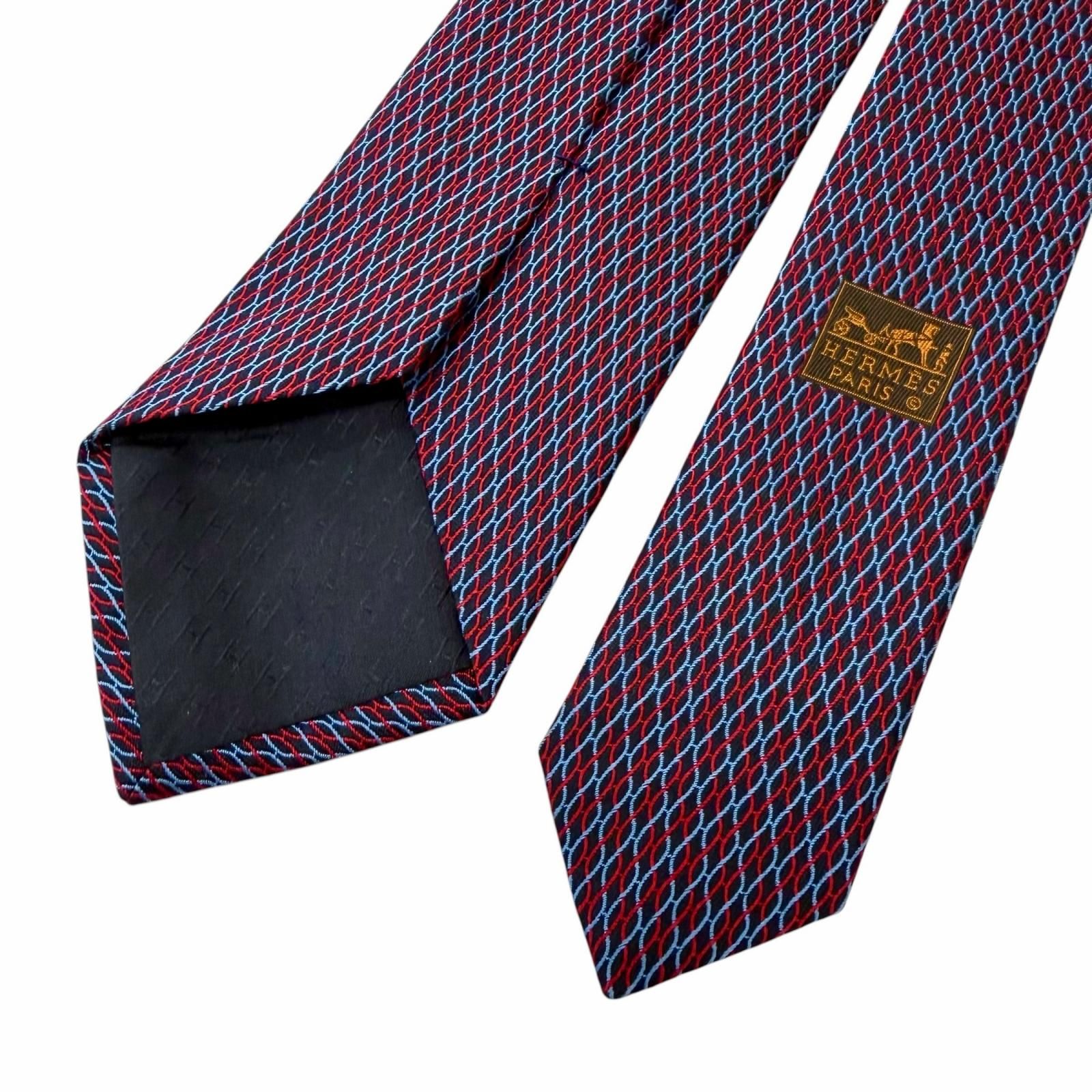 極美品□HERMES エルメス 339200T シルク100% Hロゴ 総柄 ネクタイ レギュラータイ レッド ネイビー フランス製 メンズオススメ◎ 極美品□HERMES エルメス 339200T シルク100% Hロゴ 総柄 ネクタイ レギュラータイ レッド ネイビー フランス製 メンズオススメ◎