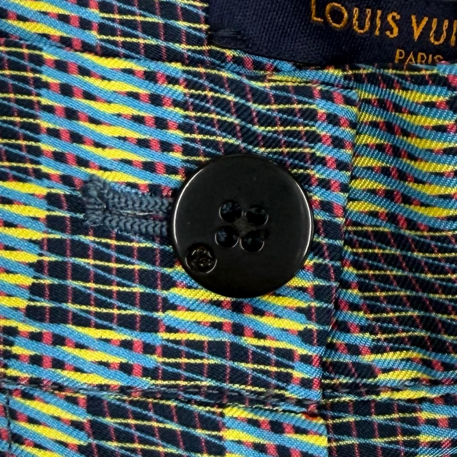 未使用品★LOUIS VUITTON ルイヴィトン シルク100％ 総柄プリント ボタンフライ ショートパンツ マルチ 38 イタリア製 正規品 レディース
