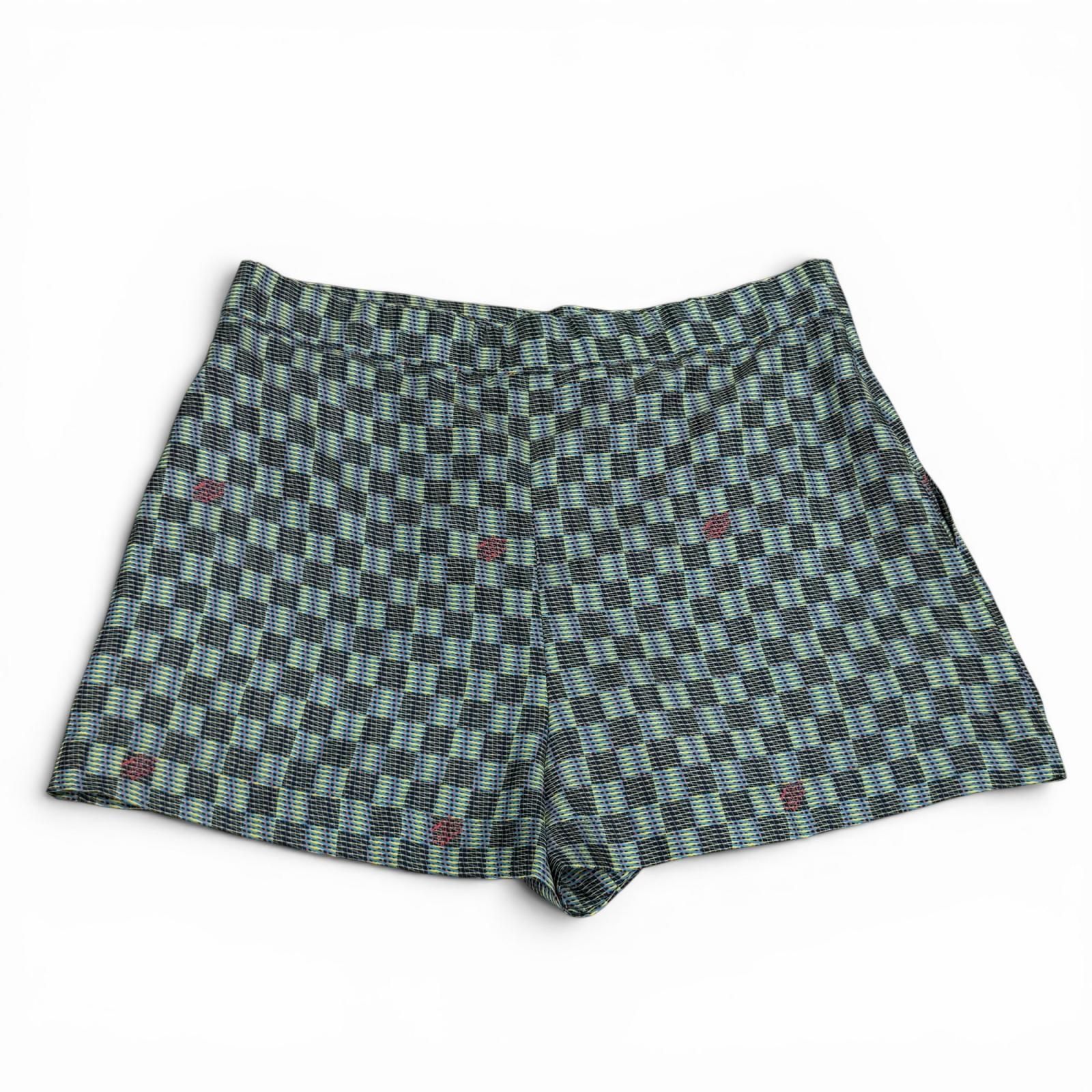 未使用品★LOUIS VUITTON ルイヴィトン シルク100％ 総柄プリント ボタンフライ ショートパンツ マルチ 38 イタリア製 正規品 レディース