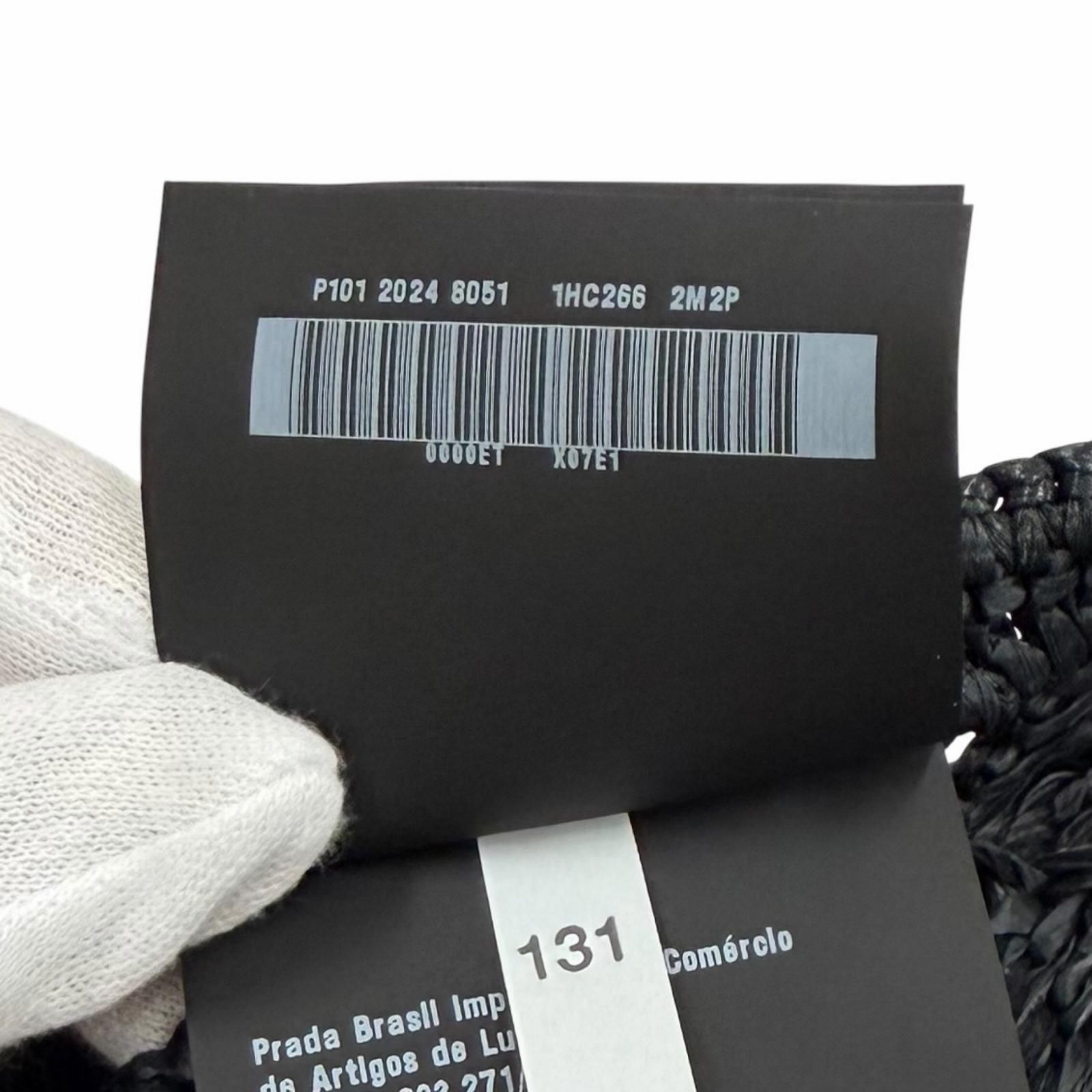 極美品★PRADA プラダ 2024年製 1HC266 ロゴ入り クロシェ ベレー帽 帽子 ブラック L 正規品 レディース 保存袋付き