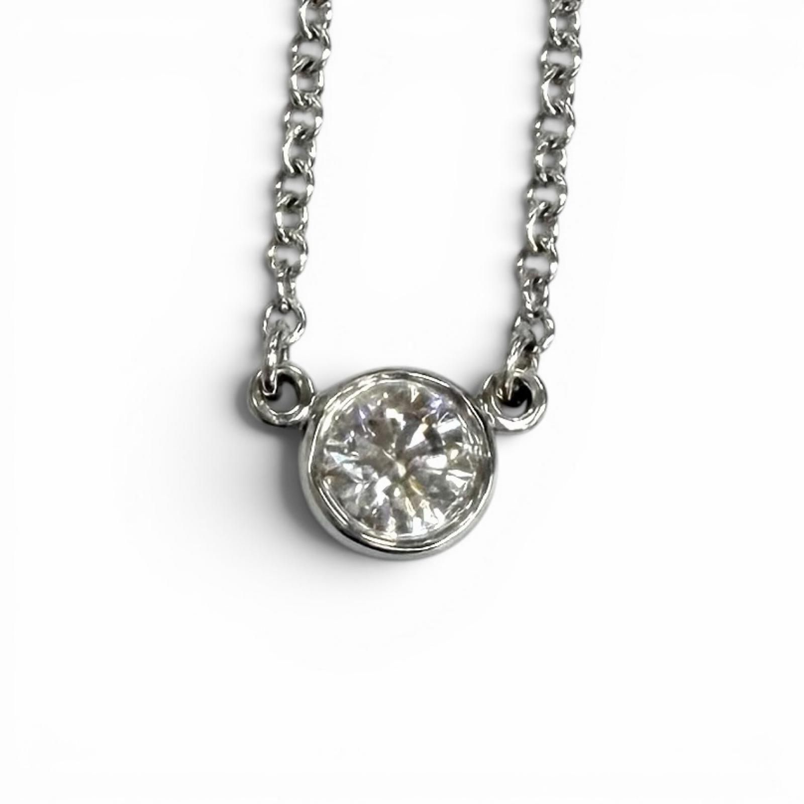 美品★TIFFANY&Co. ティファニー エルサペレッティ バイザヤード 1P ダイヤ ネックレス PT950 直径約4.5mm約0.12ct 41cm プラチナ 総重量2.43g レディース
