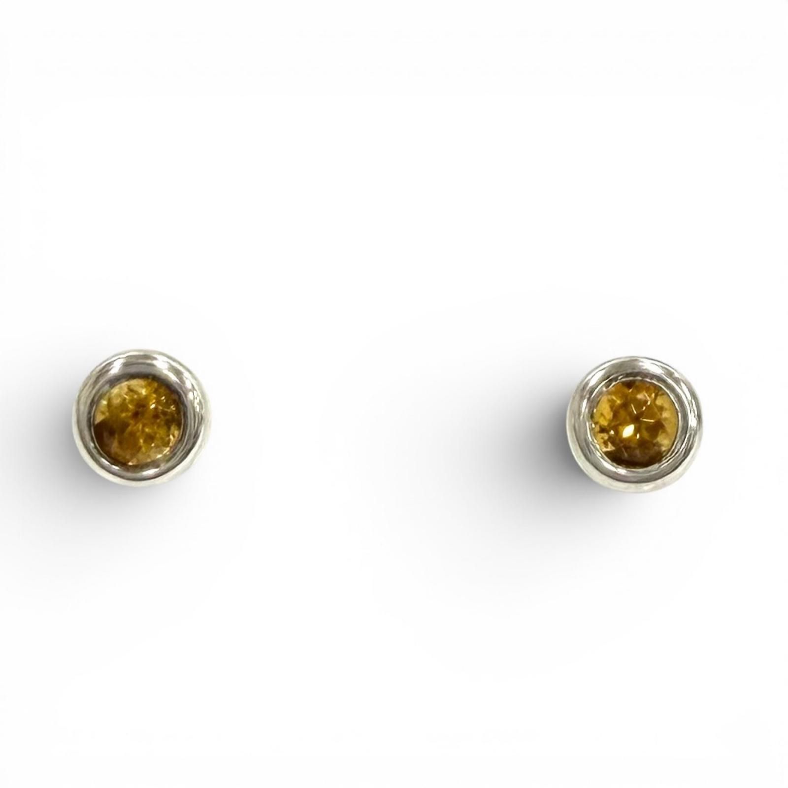 美品★TIFFANY&Co. ティファニー AG925 シトリン ピアス アクセサリー シルバー イエロー 総重量1.2g レディース