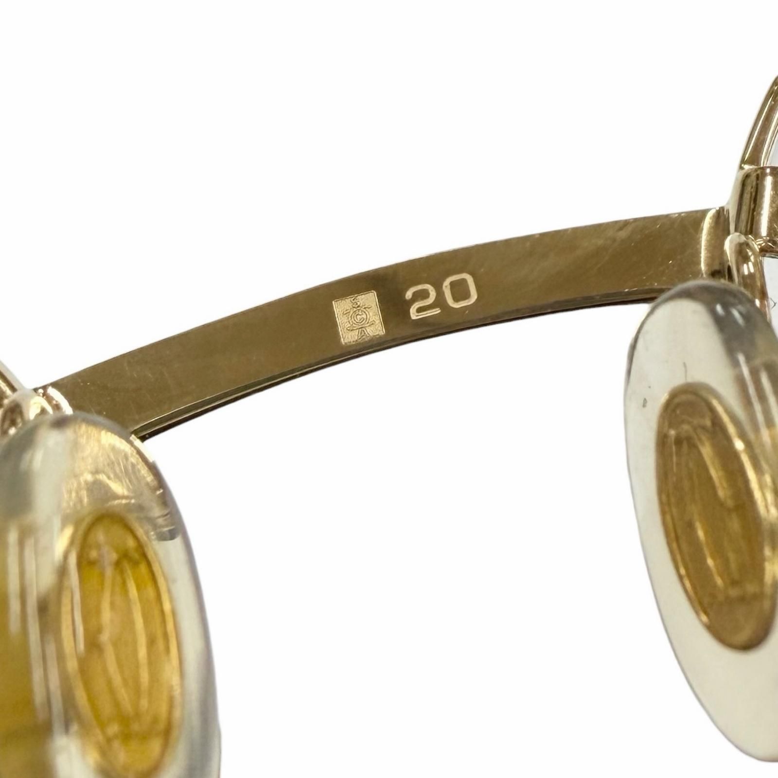 美品▼Cartier カルティエ 2C デコール ツーポイント リムレス オーバル マーブル柄 メガネ 眼鏡 アイウェア ゴールド クリアブラウン □20 135 フランス製 メンズ