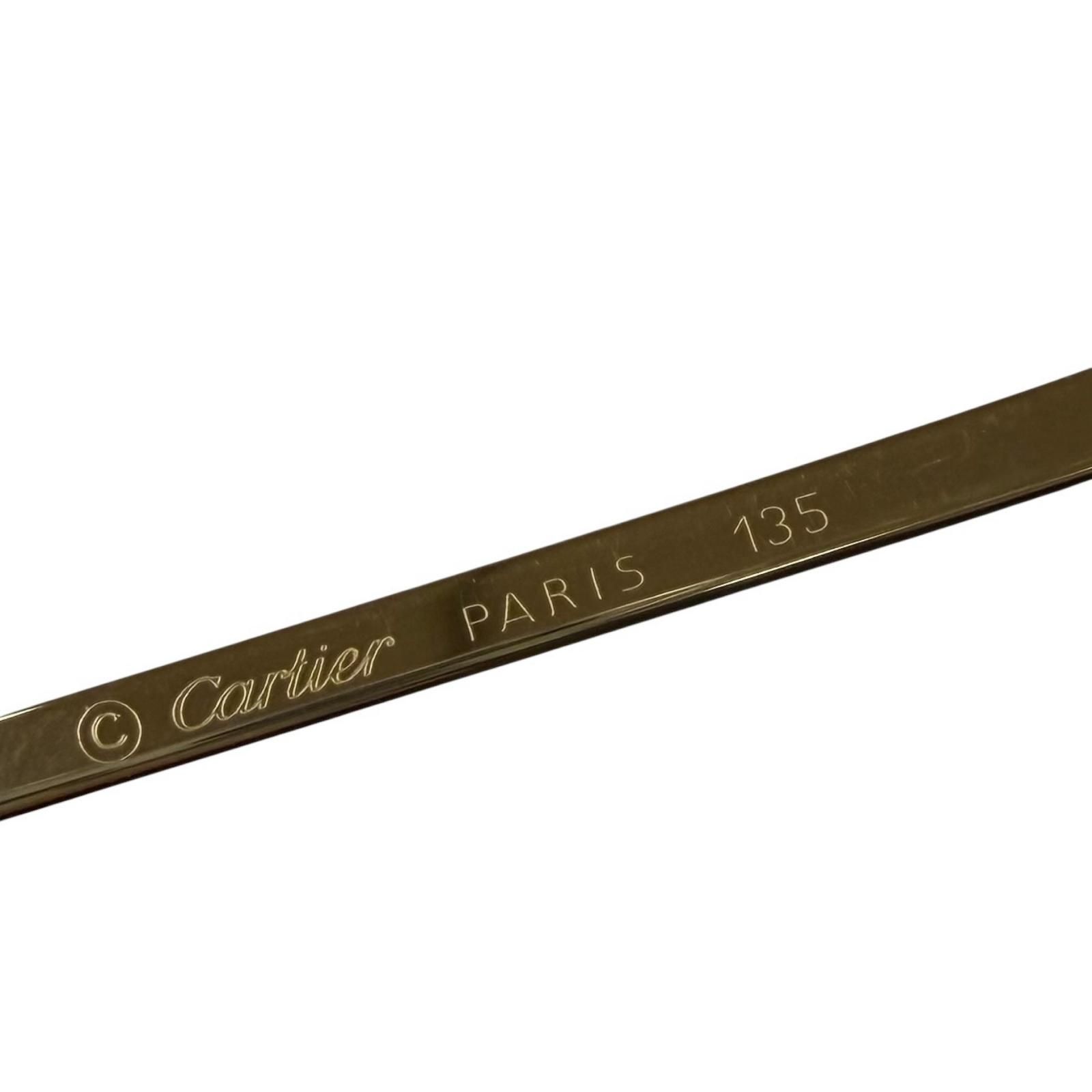 美品▼Cartier カルティエ 2C デコール ツーポイント リムレス オーバル マーブル柄 メガネ 眼鏡 アイウェア ゴールド クリアブラウン □20 135 フランス製 メンズ
