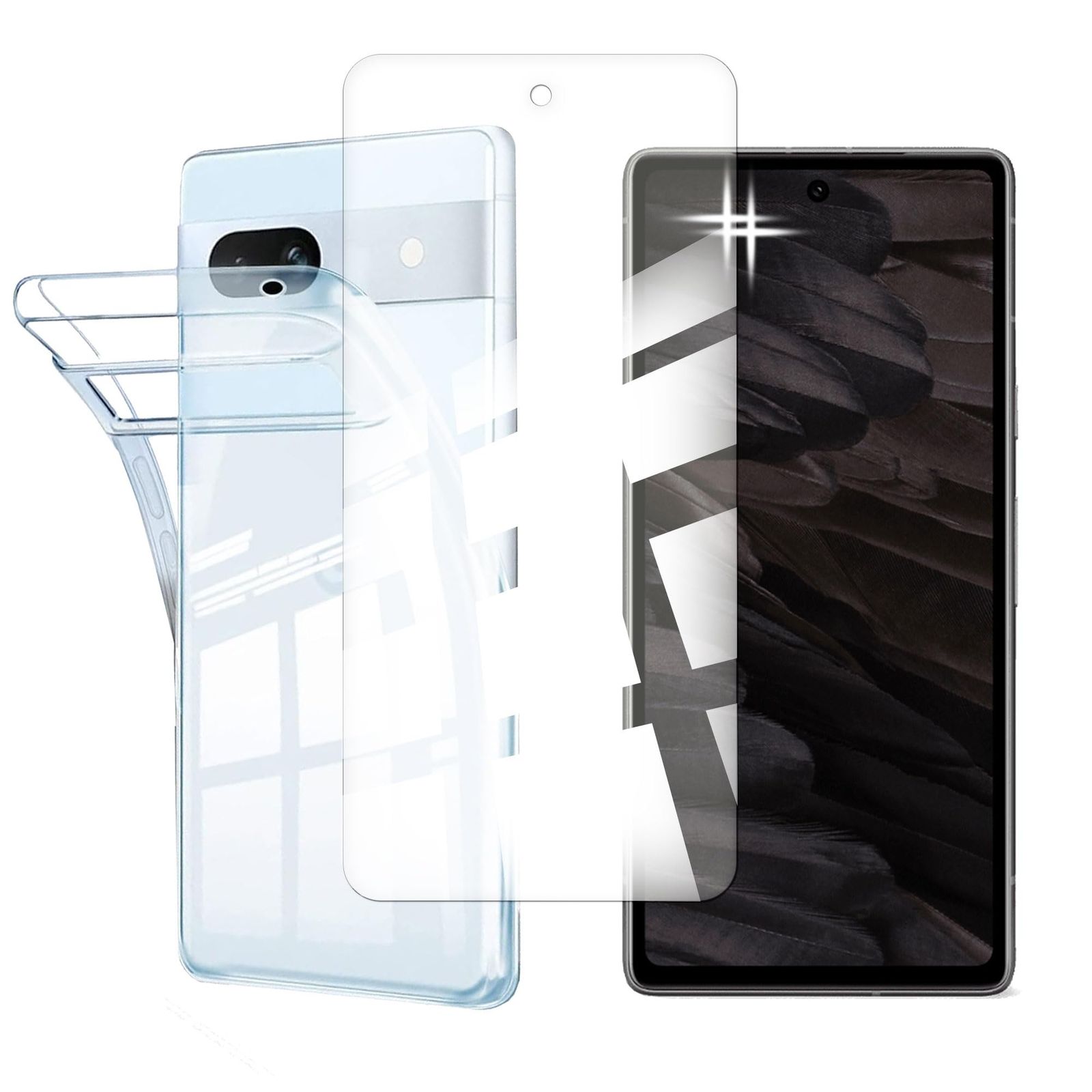 1+1】 for Google Pixel 7a ガラスフィルム+ケース クリア ガラス