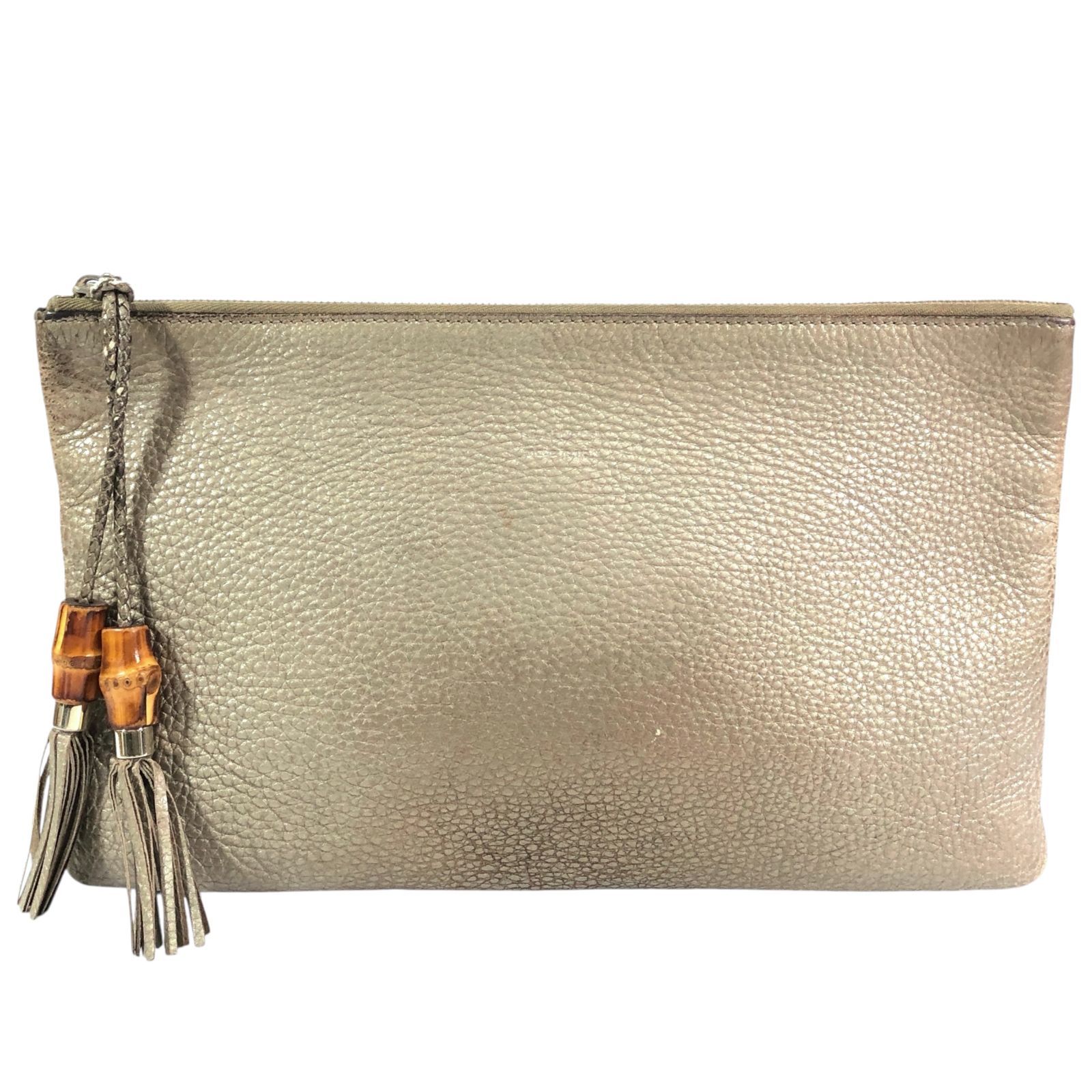 GUCCI バッグ グッチ】本物 GUCCI バンブー クラッチバッグ 376858 ロゴモチーフ
