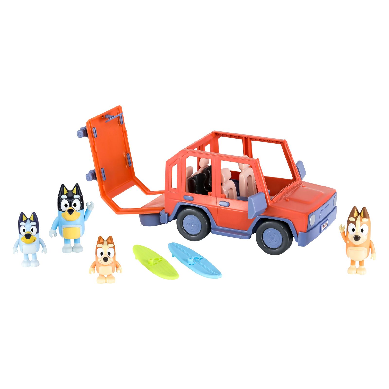 Bluey Heeler Family 4WD車両とフィギュア4個パック 2.5-3インチフィギュア サーフボードアクセサリーとステッカー2枚, 17637 Bluey Heeler Family 4WD車両とフィギュア4個パック 2.5-3インチフィギュア サーフボードアクセサリーとステッカー2枚, 17637