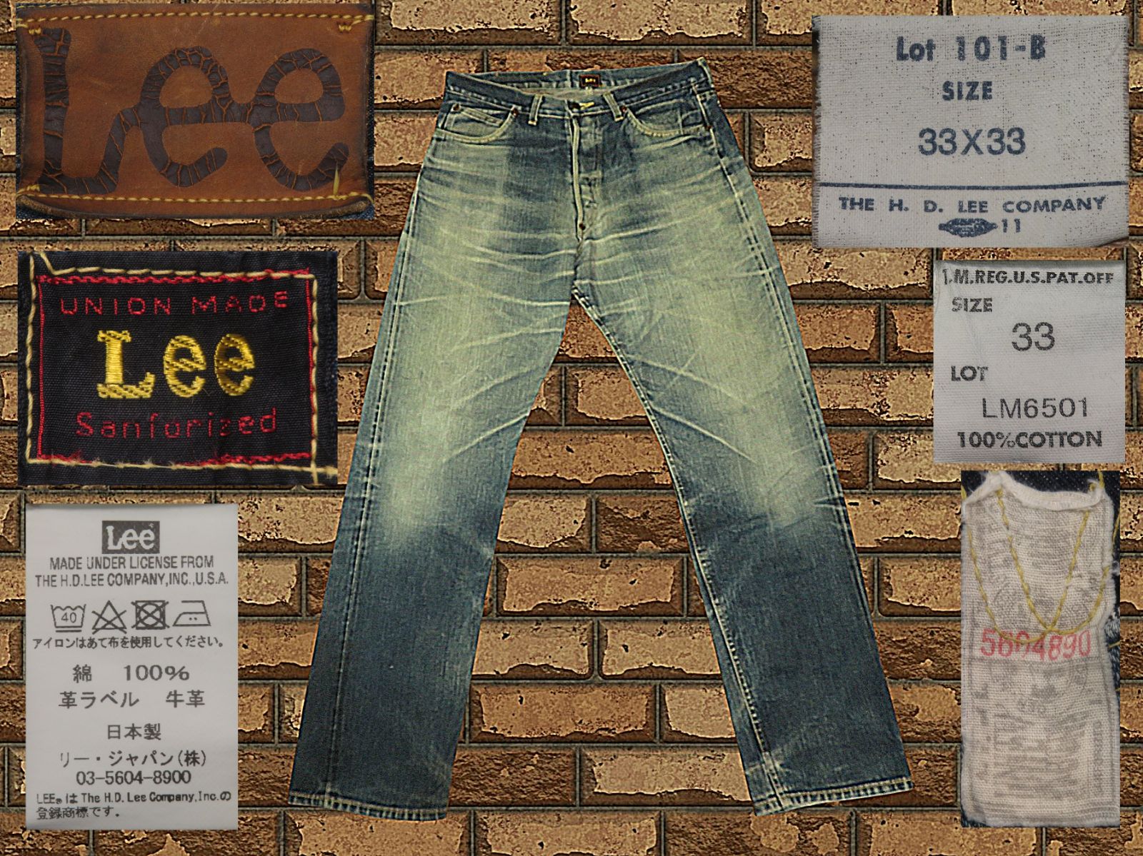 ⚠️⚠️ 唯一無二のヒゲ&ハチノス W33 Lee リー 1950s ビンテージ 101B センター赤タグ LM6501 日本製 レプリカ 復刻 セルビッチデニム 赤耳