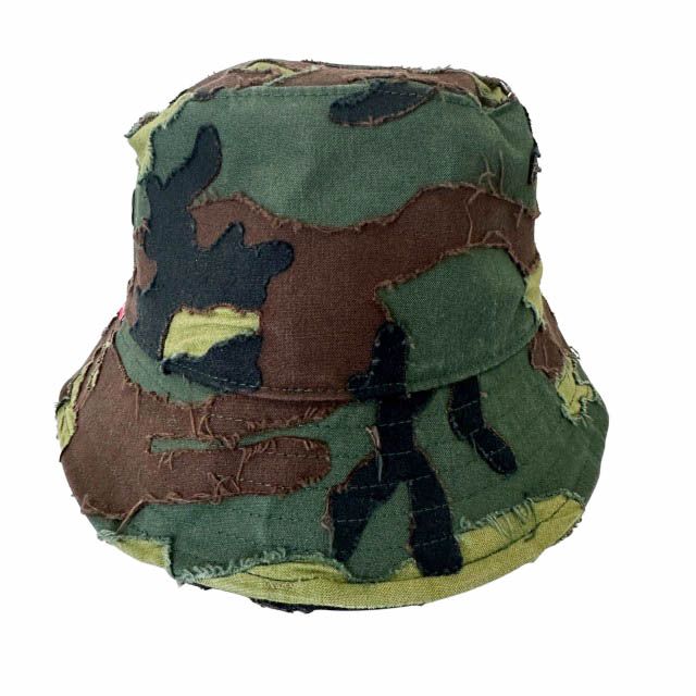 シュプリーム SUPREME 25SS Layered Camo Crusher Woodland レイヤード カモ クラッシャー バケット ハット ウッドランド 帽子 S/M カーキ ブランド古着ベクトル 中古☆AA★▲260610