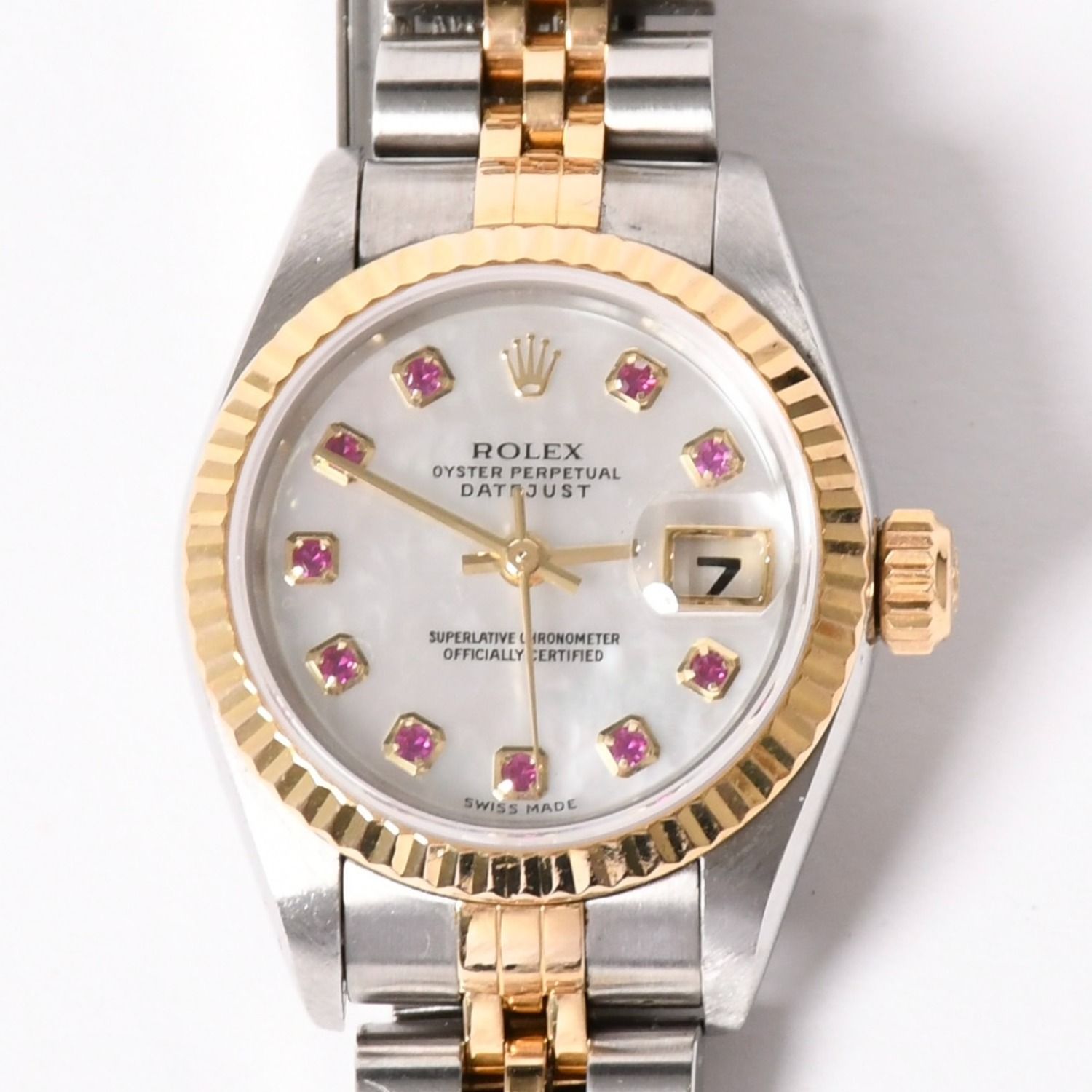 極美品 ROLEX ロレックス Datejust デイトジャスト 26mm 腕時計 79173NGR 重量57.63g 自動巻 SS/18KYG ルビー 白蝶貝文字盤 中古 4a003446 極美品 ROLEX ロレックス Datejust デイトジャスト 26mm 腕時計 79173NGR 重量57.63g 自動巻 SS/18KYG ルビー 白蝶貝文字盤 中古 4a003446
