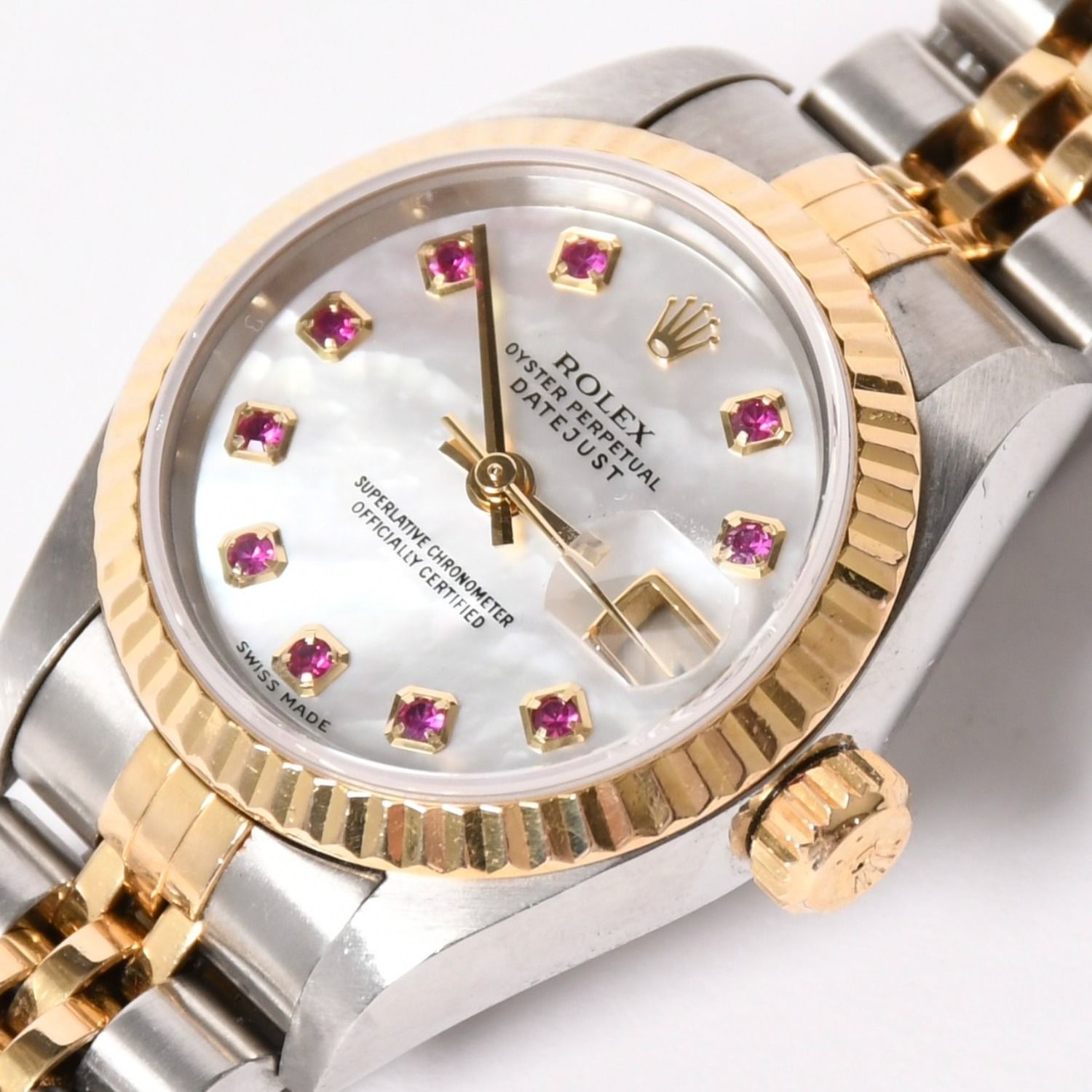 極美品 ROLEX ロレックス Datejust デイトジャスト 26mm 腕時計 79173NGR 重量57.63g 自動巻 SS/18KYG ルビー 白蝶貝文字盤 中古 4a003446 極美品 ROLEX ロレックス Datejust デイトジャスト 26mm 腕時計 79173NGR 重量57.63g 自動巻 SS/18KYG ルビー 白蝶貝文字盤 中古 4a003446