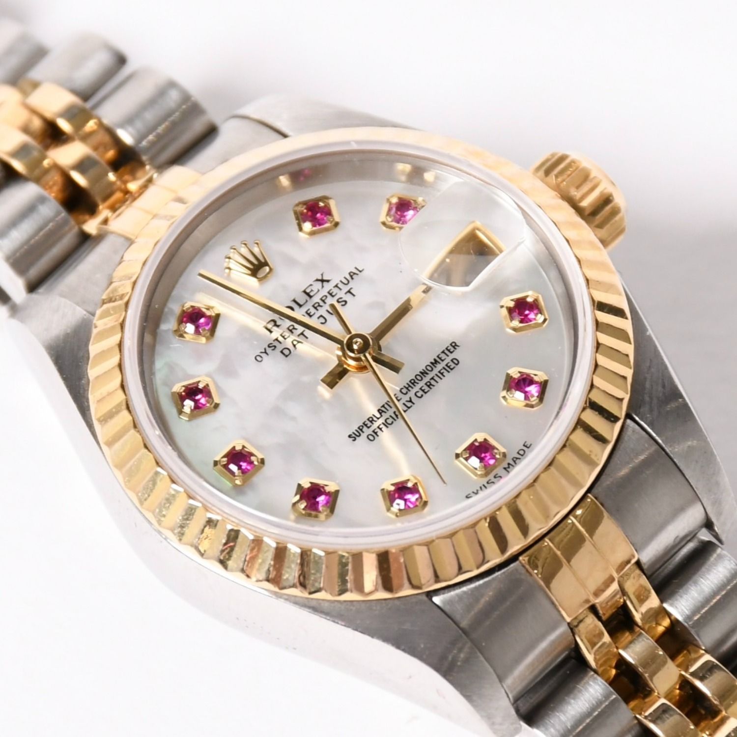 極美品 ROLEX ロレックス Datejust デイトジャスト 26mm 腕時計 79173NGR 重量57.63g 自動巻 SS/18KYG ルビー 白蝶貝文字盤 中古 4a003446 極美品 ROLEX ロレックス Datejust デイトジャスト 26mm 腕時計 79173NGR 重量57.63g 自動巻 SS/18KYG ルビー 白蝶貝文字盤 中古 4a003446