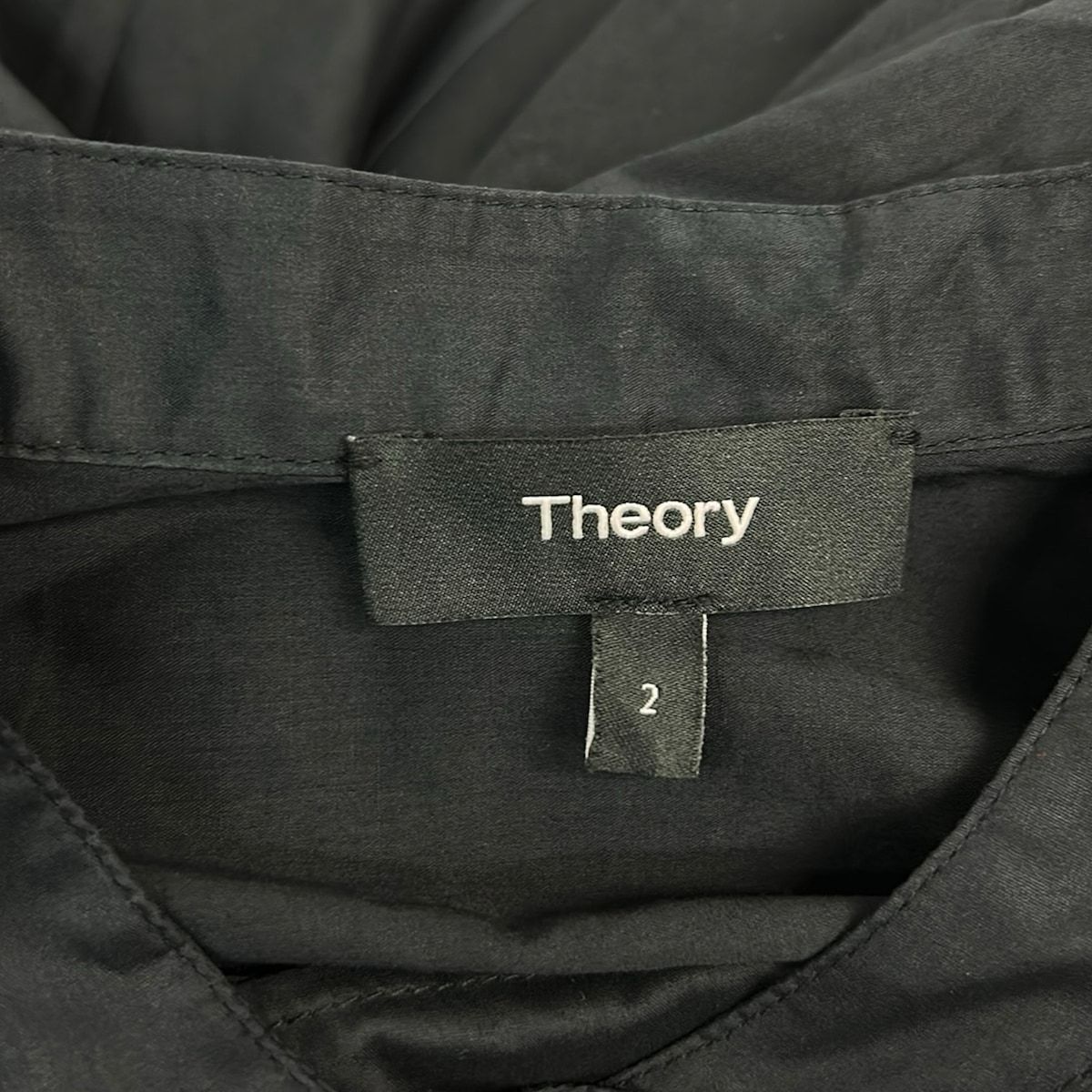 theory(セオリー) ワンピース サイズ2 S レディース美品 - ダークネイビー 開襟/長袖/ロング/インナーワンピース付き