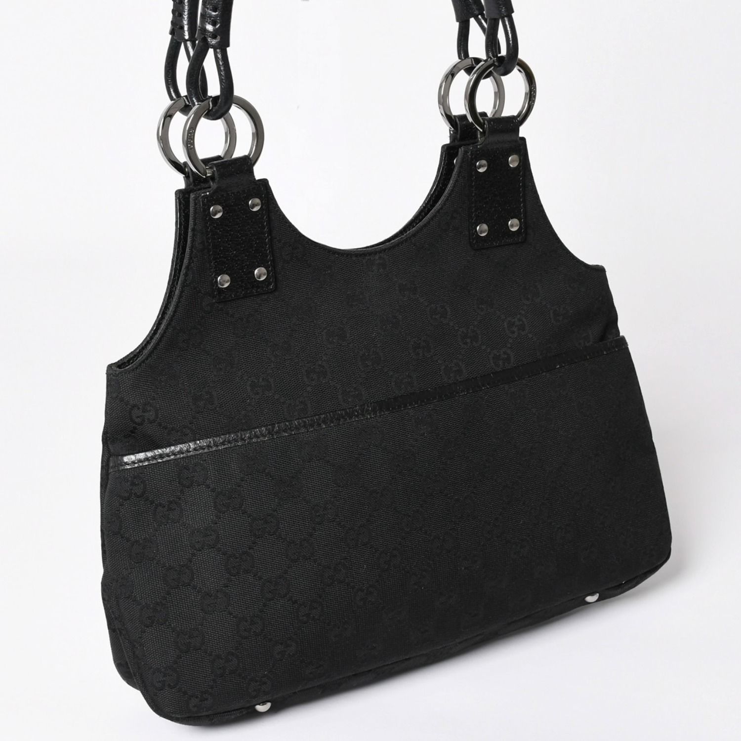 GUCCI グッチ GGキャンバスショルダーバッグ ハンドバッグ ワンショルダー GGキャンバス 132260 ブラック シルバー金具 美品 中古 4a003515 GUCCI グッチ GGキャンバスショルダーバッグ ハンドバッグ ワンショルダー GGキャンバス 132260 ブラック シルバー金具 美品 中古 4a003515