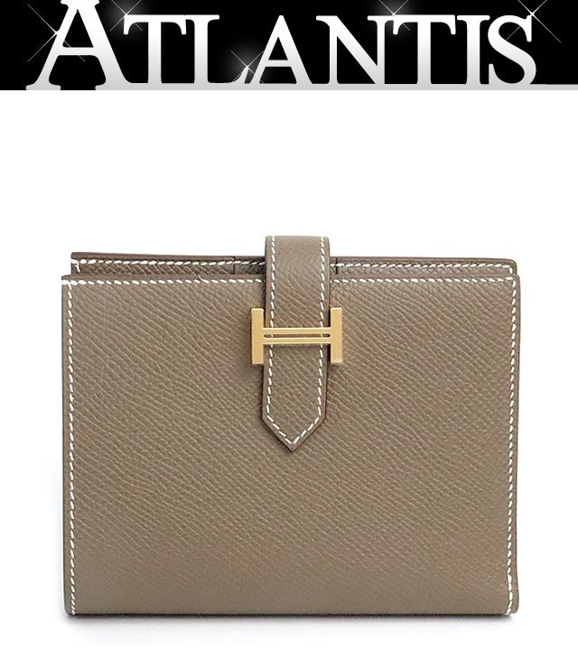 【広尾店】新品 エルメス HERMES ベアンコンパクト 二つ折り財布 エプソン エトゥープ K刻印(2025年) G金具 【19316】