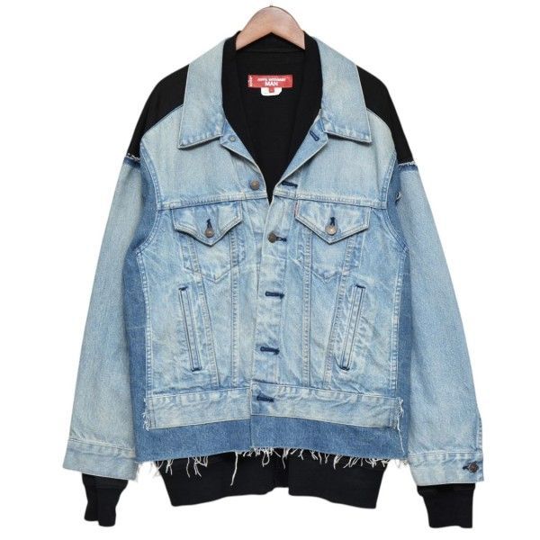 JUNYA WATANABE MAN×LEVI’S　ジュンヤワタナベマン×リーバイス　2025SS　綿デニム製品加工カスタマイズ 綿エステル裏毛Wネームジャケット　デニムジャケット　Gジャン　ジージャン　WO-J206　8054000247257