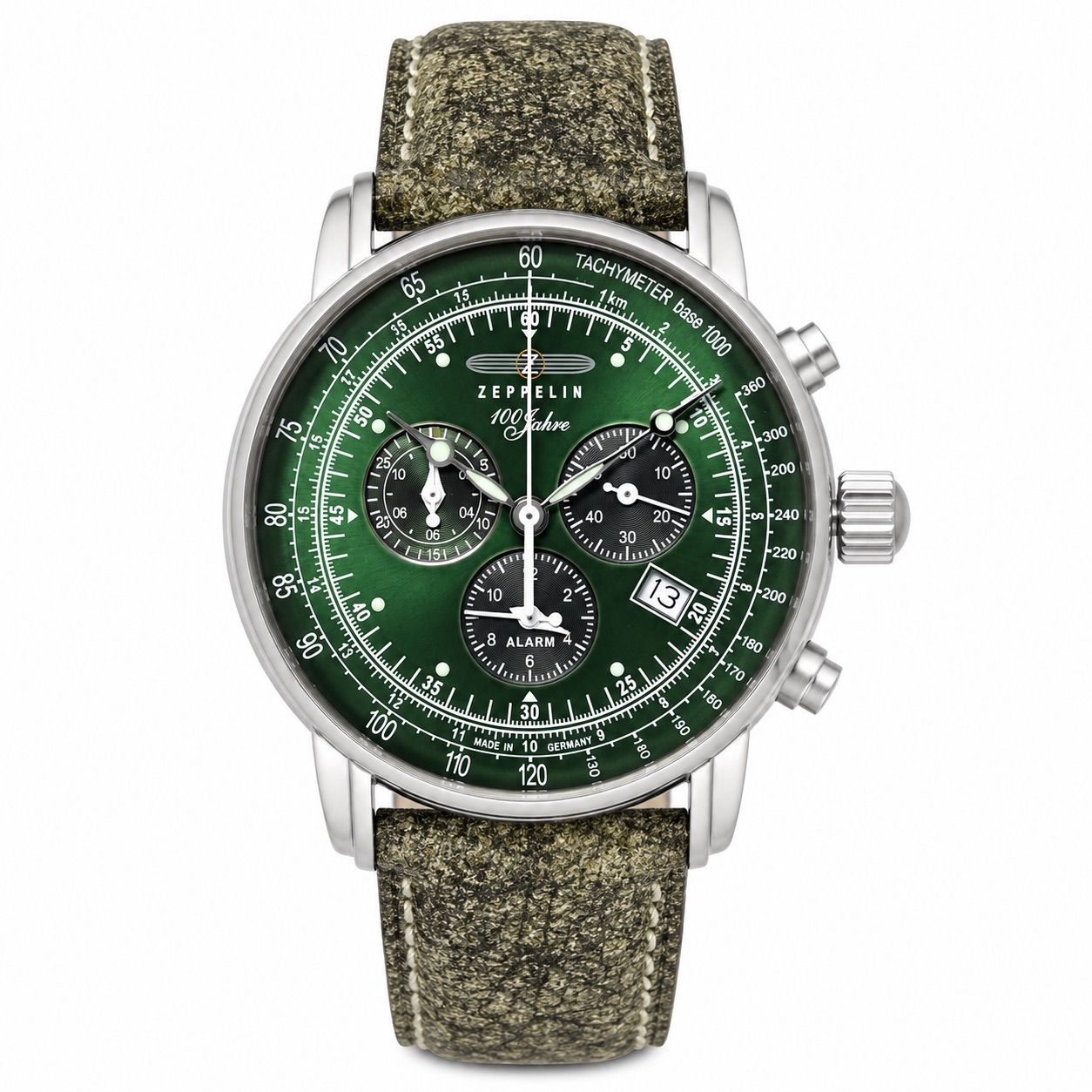 【ギフト対応可】ツェッペリン ZEPPELIN 腕時計 100 Years Zeppelin Chronograph Green Dial Watch クロノグラフ メンズ クォーツ グリーン カーキ おしゃれ 人気 ブランド 誕生日 プレゼント 送料無料