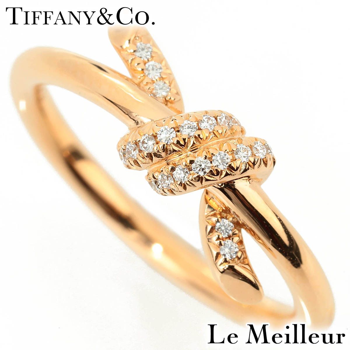 【新品仕上済】 TIFFANY&Co. ティファニー ノット ダイヤモンド ピンクゴールド K18PG ノット リング 6号 レディース 返品OK