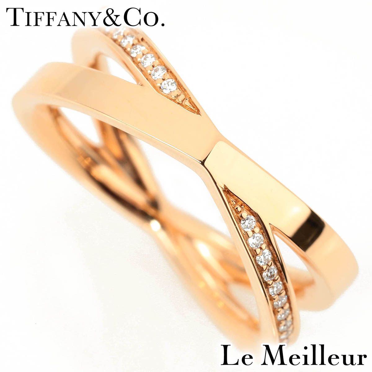 【新品仕上済】 TIFFANY&Co. アトラス X ダイヤモンド ピンクゴールド K18PG ナロー リング 9号 レディース 返品OK